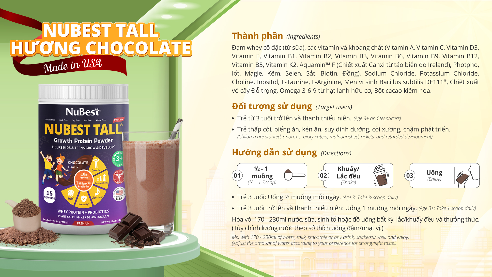 Sữa Bột NuBest Tall Chocolate