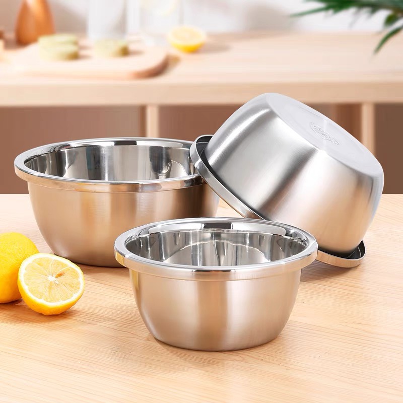 Combo 5 Thau Inox 304 Đủ Size Loại Dày Bóng Đẹp Rửa Rau Củ,Trộn Salad ...