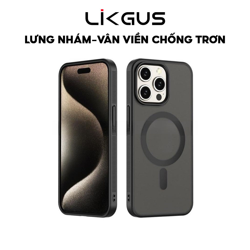 Mô tả Ốp Lưng Nhám Chống Vân - Sạc Không Dây-Viền Chống Trơn Chính Hãng LIKGUS Dùng Cho IP 11-12-13-14-15 - 1