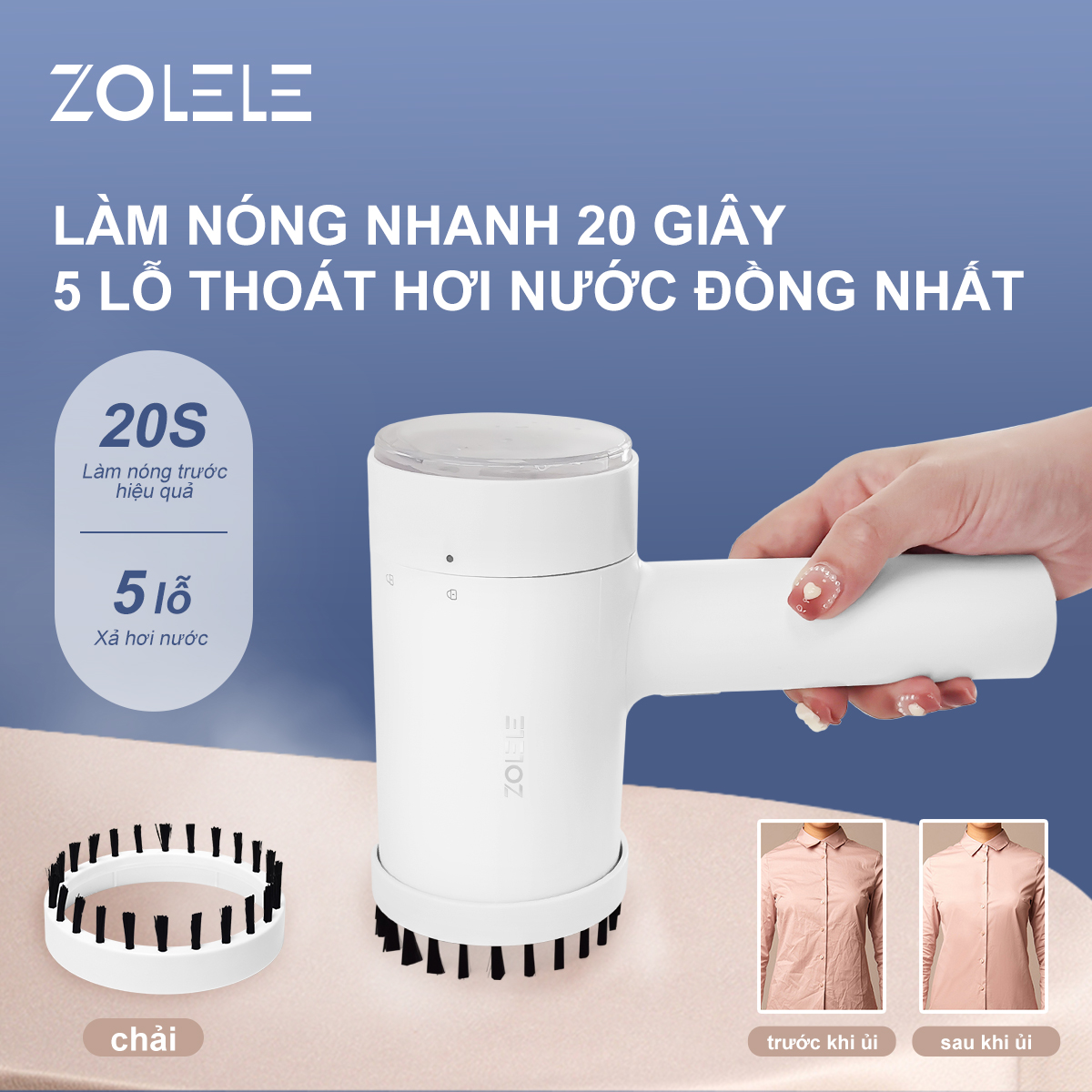 Mô tả Bàn là hơi nước cầm tay Zolele ZG101 bàn ủi dung tích bình chứa nước 100ml - Chính Hãng - 5
