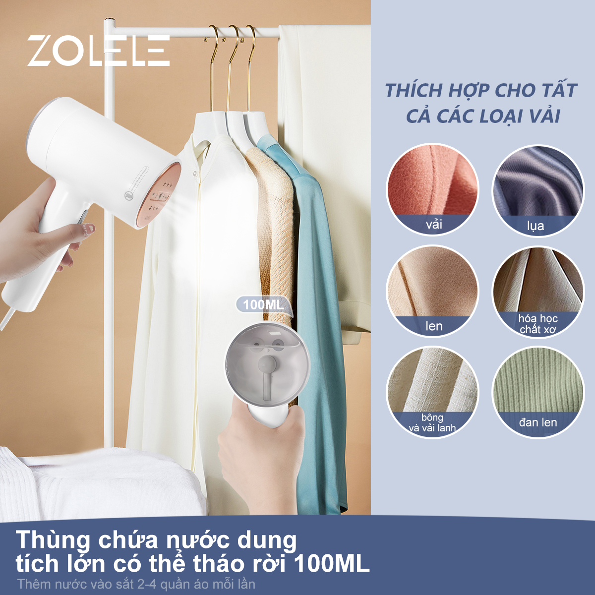 Mô tả Bàn là hơi nước cầm tay Zolele ZG101 bàn ủi dung tích bình chứa nước 100ml - Chính Hãng - 8