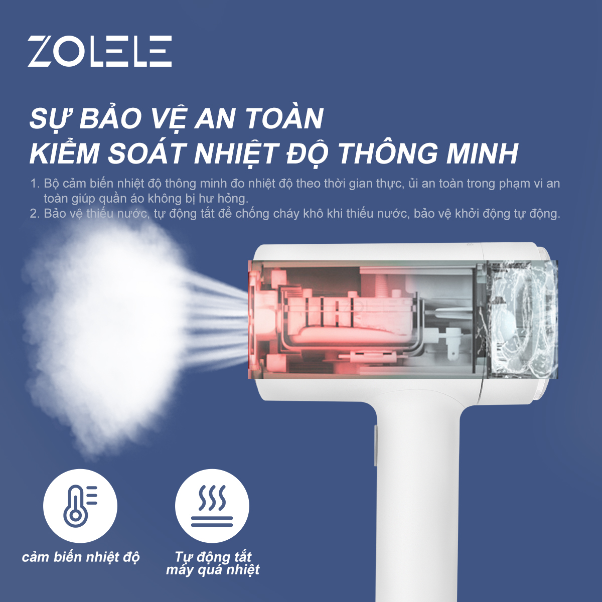 Mô tả Bàn là hơi nước cầm tay Zolele ZG101 bàn ủi dung tích bình chứa nước 100ml - Chính Hãng - 4