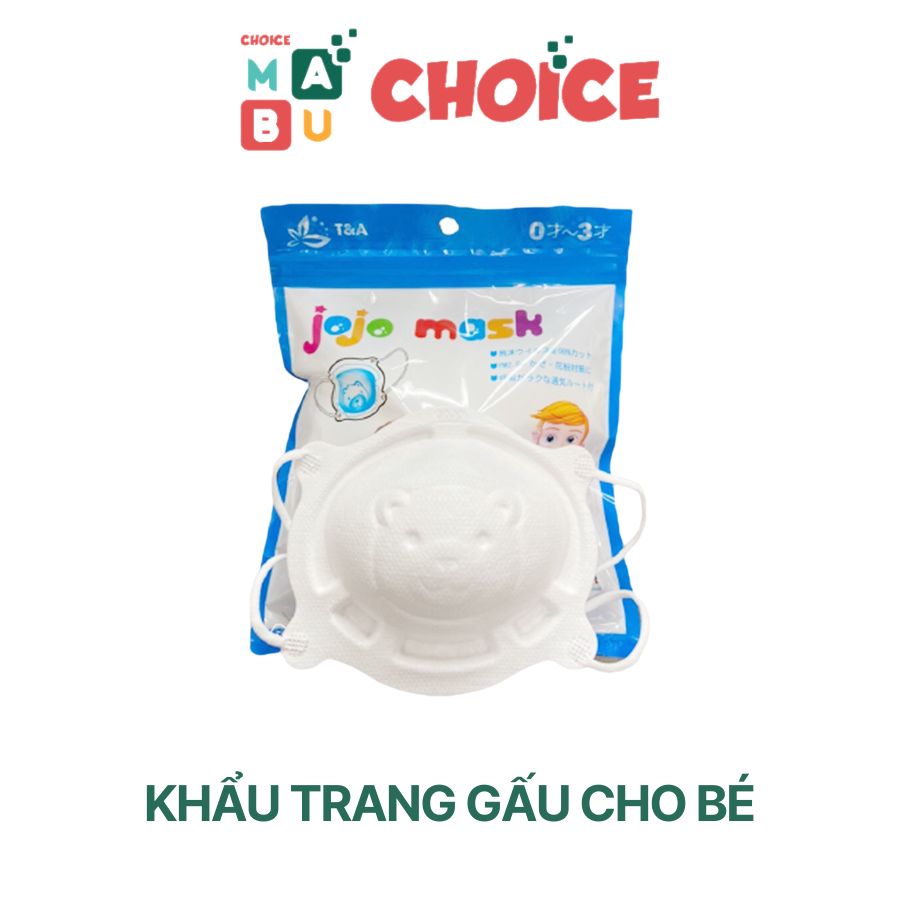 Mô tả Túi 3 chiếc Khẩu trang mặt Gấu quai đeo điều chỉnh cho bé 0-3 tuổi - 1