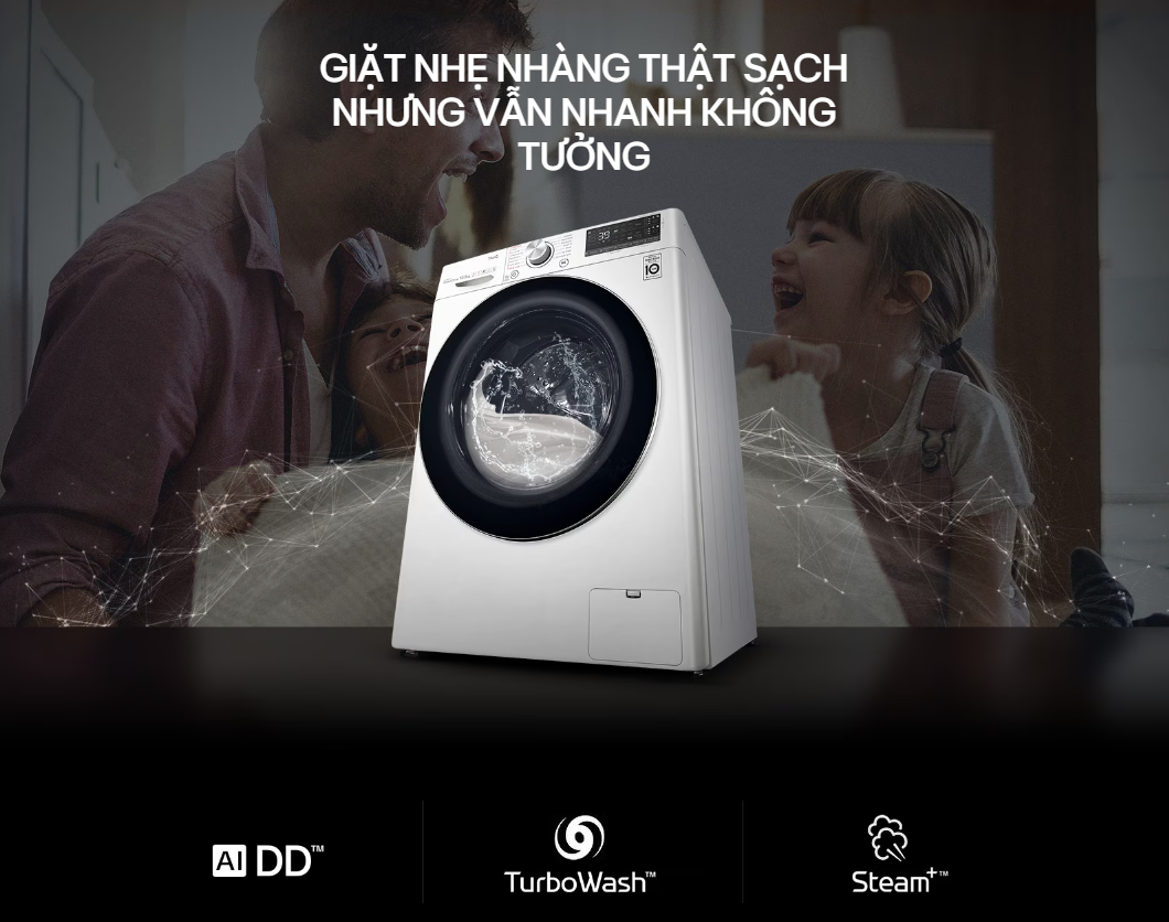 Mô tả Máy giặt sấy lồng ngang LG AI DD™ Inverter 10kg màu trắng FV1410D4W1 - Miễn phí lắp đặt - 1