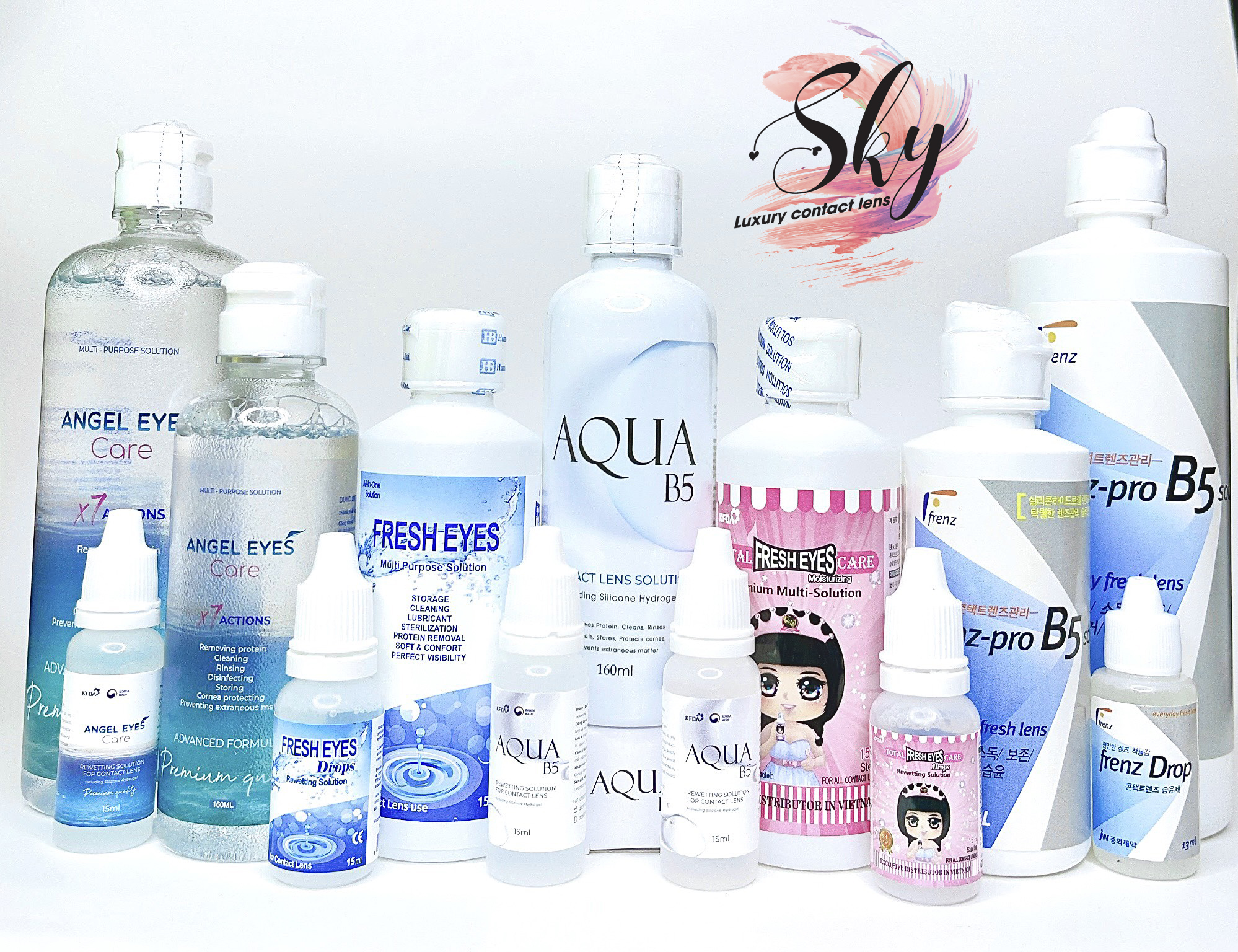 Mô tả Combo cấp ẩm kính áp tròng Nước ngâm(150 ml), Nhỏ mắt (15ml)  Sky Contact Lens (Tặng khay và dụng cụ) - 1