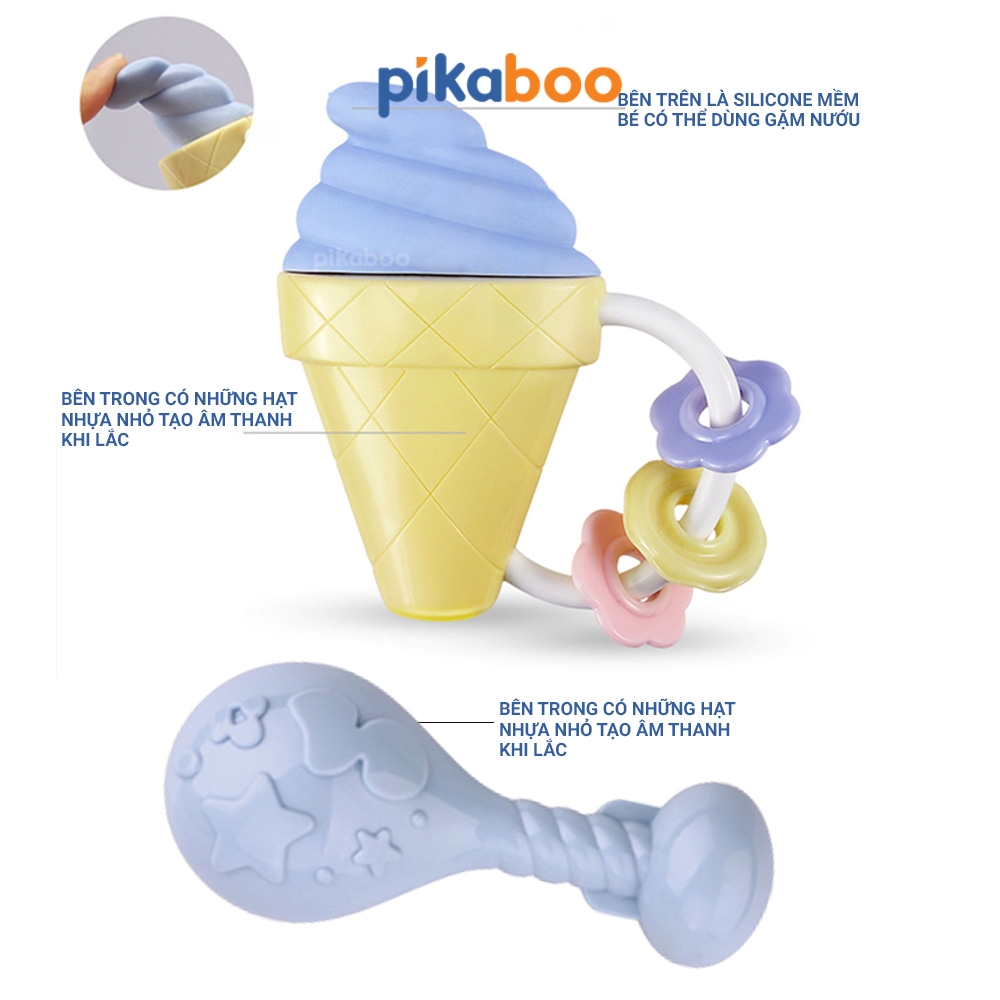 Mô tả Bộ xúc xắc gặm nướu cao cấp 8 món Pikaboo, xúc xắc kết hợp silicone mềm cao cấp an toàn cho bé - 2