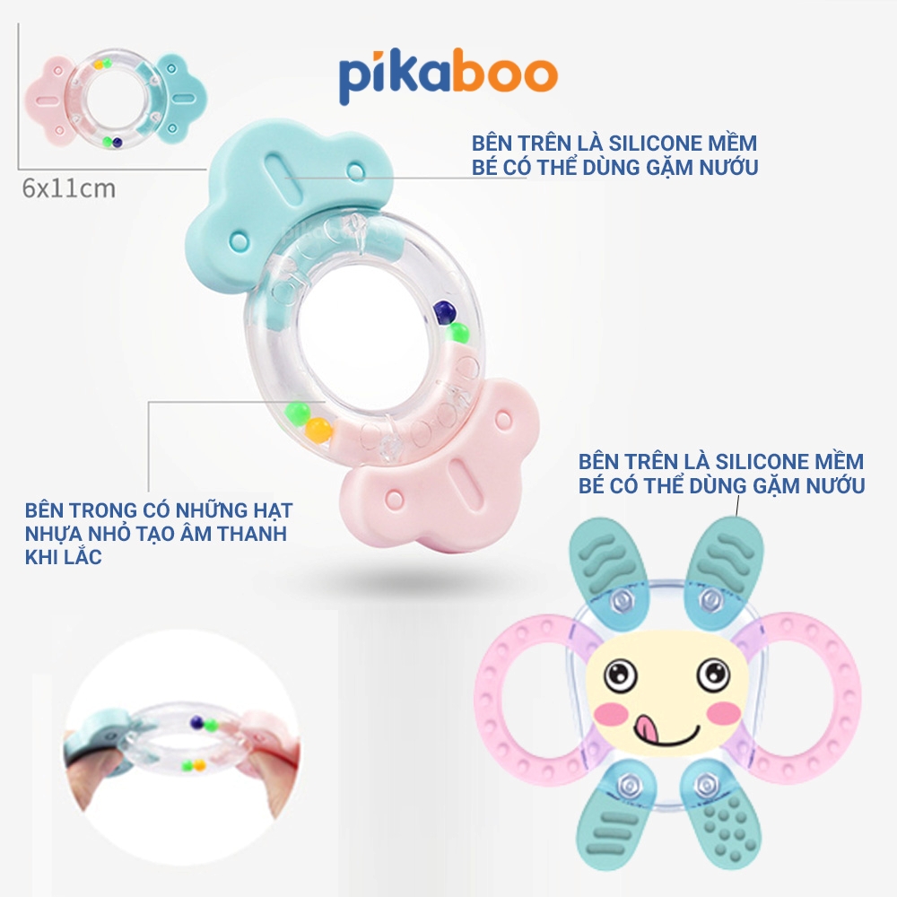 Mô tả Bộ xúc xắc gặm nướu cao cấp 8 món Pikaboo, xúc xắc kết hợp silicone mềm cao cấp an toàn cho bé - 4