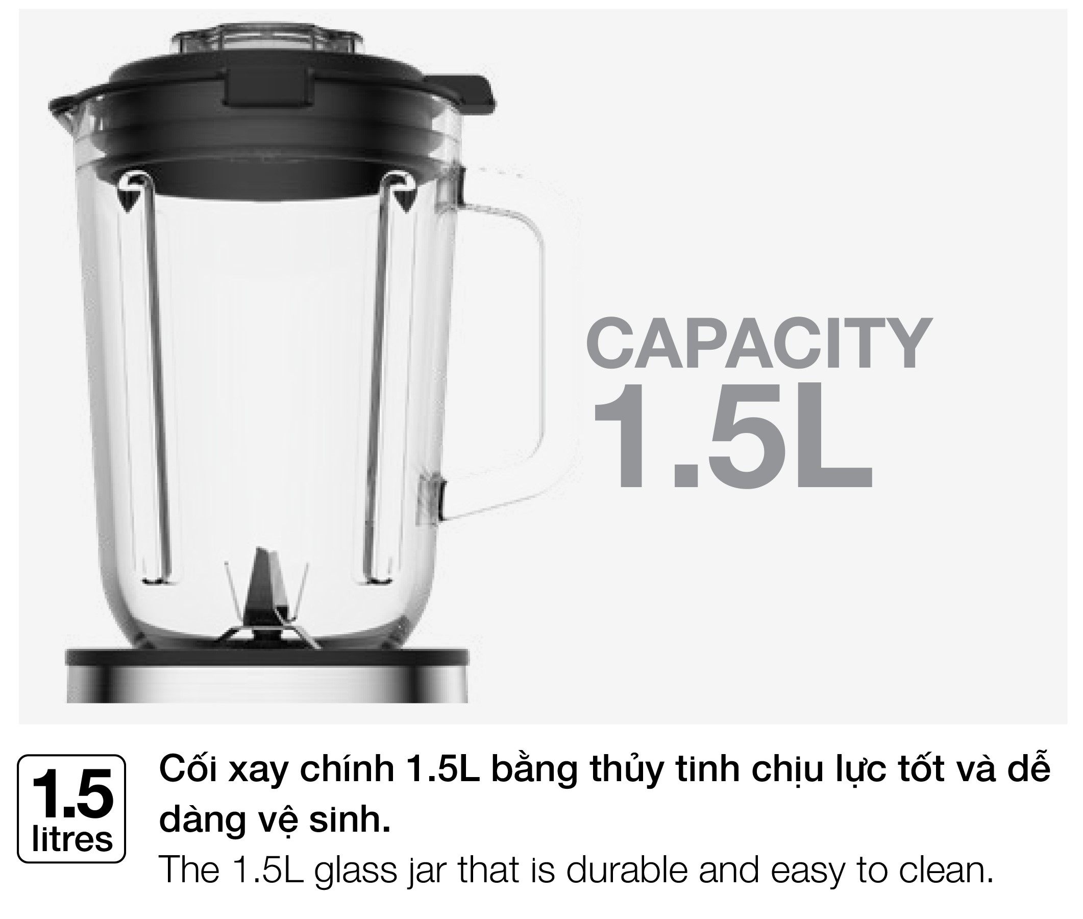 Mô tả Máy xay sinh tố Hafele HS-B1523TX - 535.43.292 - 3