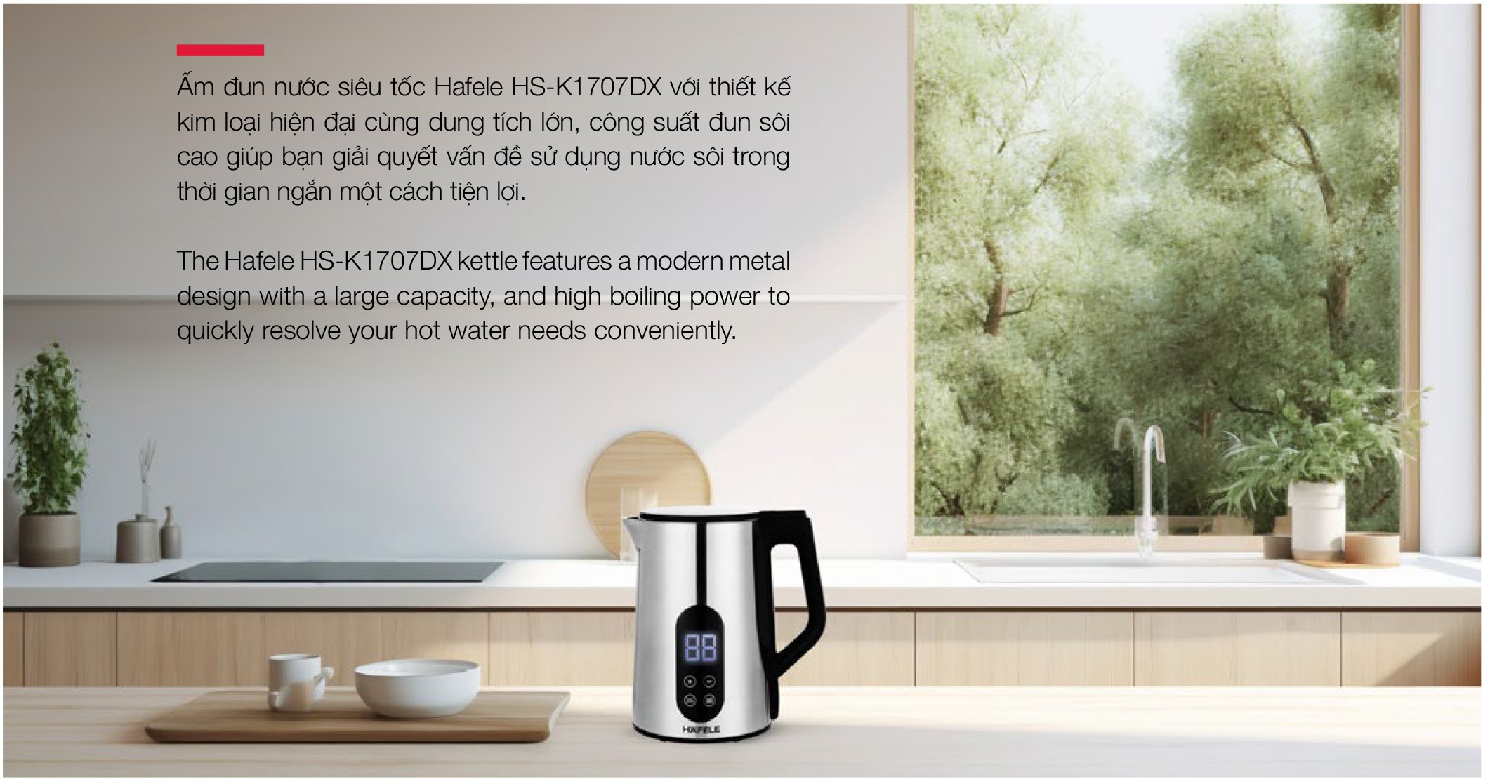 Mô tả Ấm Đun Nước Siêu Tốc Hafele HS-K1707DX - 535.44.170 - 1.7L - 1