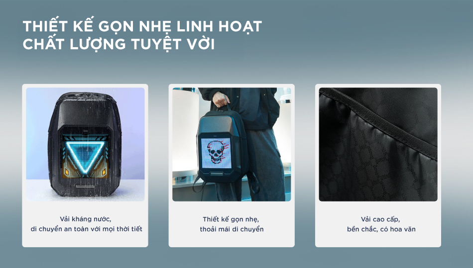 Mô tả Balo DIVOOM Cyberbag 64x64 pixel, màn hình LED hiển thị pixel art, ngăn chứa Laptop 15.6inch kháng nước và chống va đập - 6