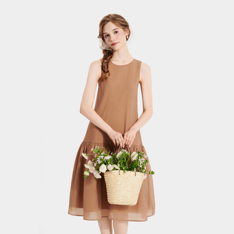 Mô tả Đầm Kiểu Nữ MARC FASHION Form Suông Sát Nách Thắt Nơ Lưng - CBLH073023 - 7