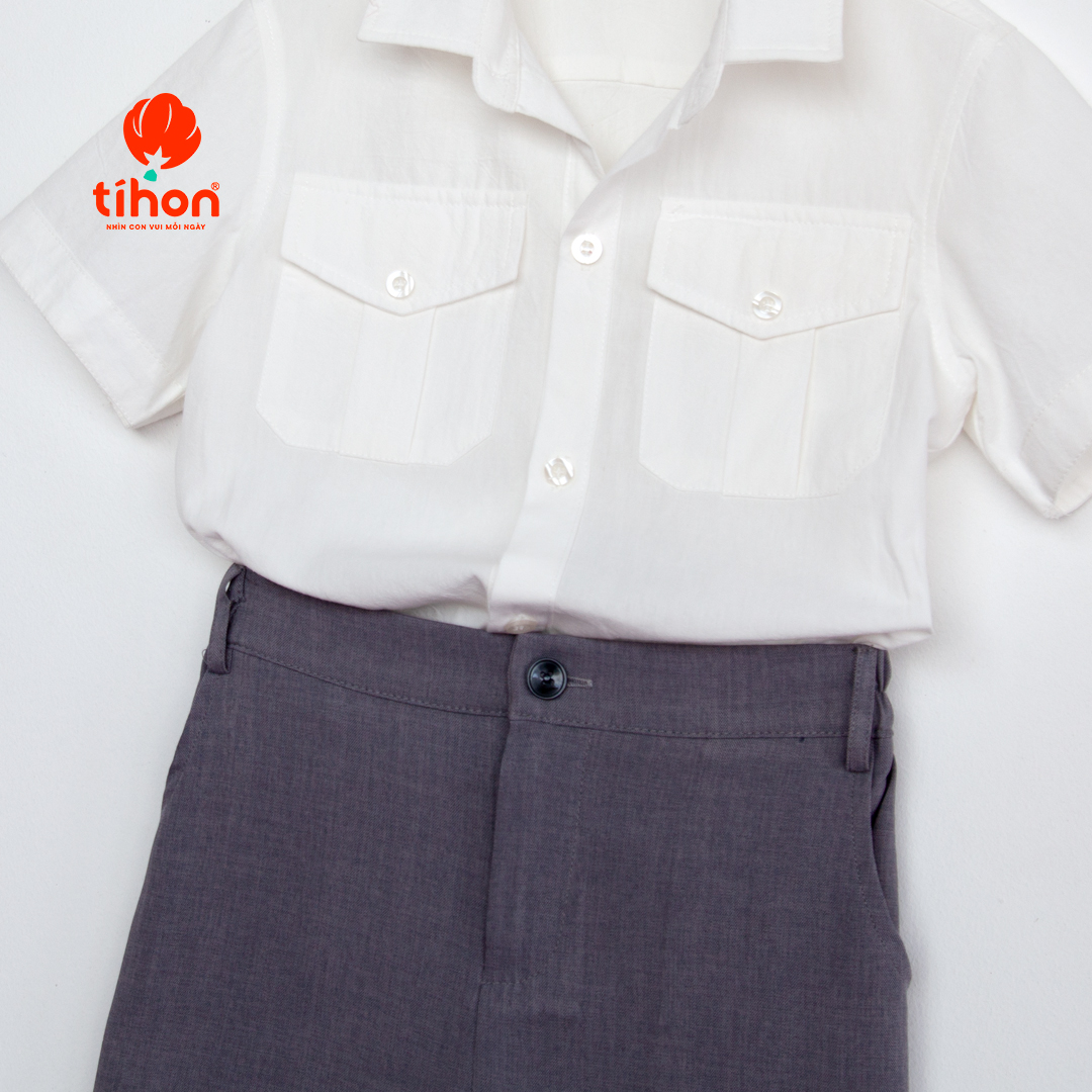 Mô tả Bộ áo sơ mi trắng quần âu bé trai TIHON phong cách lịch lãm thoáng mát QD0750786, ASM0750806 - 6