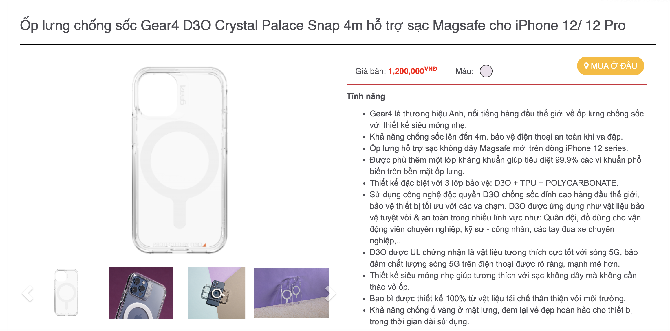 Mô tả Ốp lưng chống sốc bảo vệ D3O hỗ trợ sạc hỗ trợ sạc không dây - 3