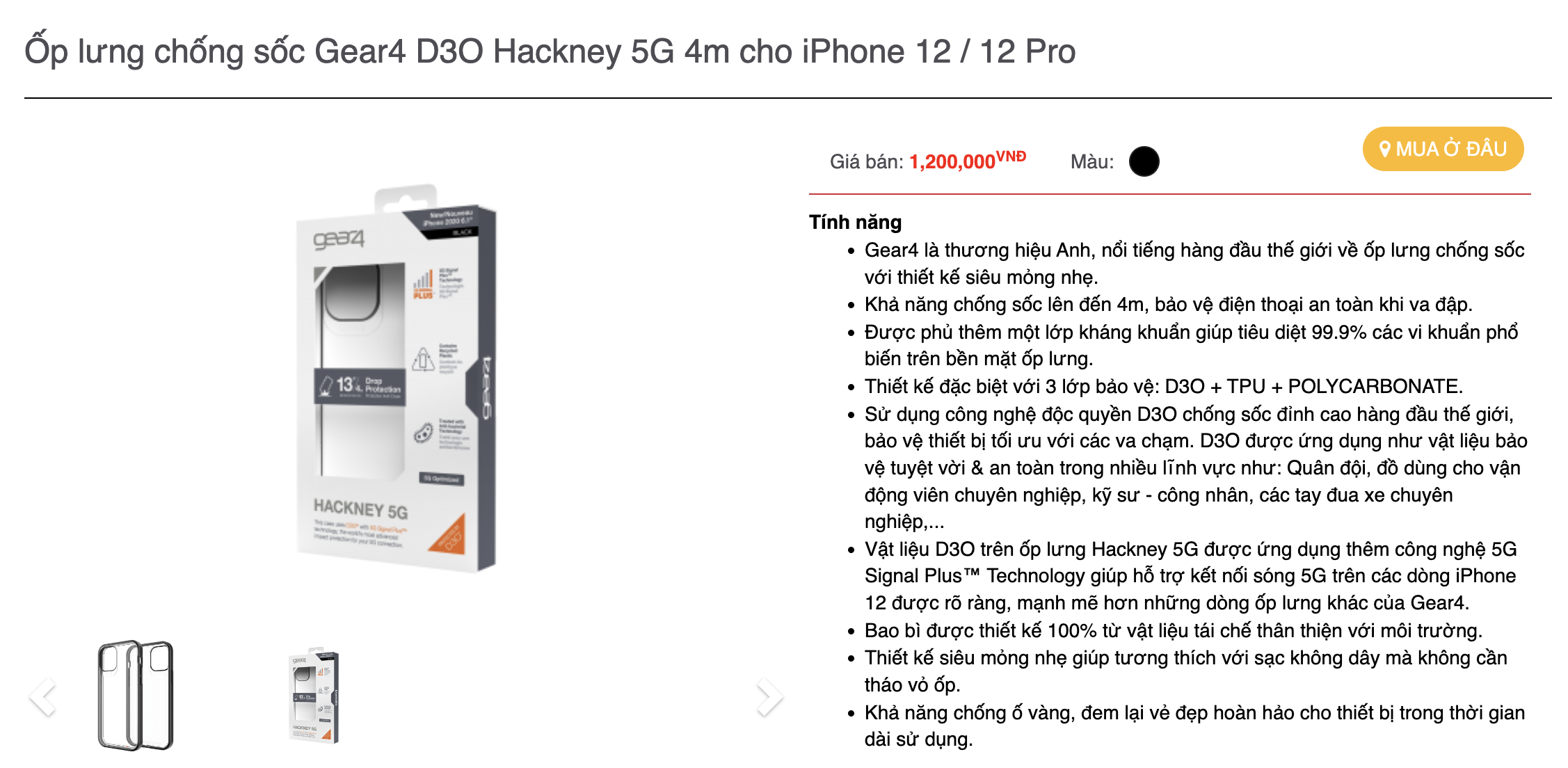 Mô tả Ốp lưng chống sốc bảo vệ D3O hỗ trợ sạc hỗ trợ sạc không dây - 1