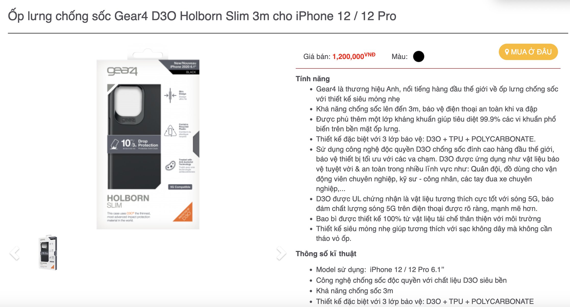 Mô tả Ốp lưng chống sốc bảo vệ D3O hỗ trợ sạc hỗ trợ sạc không dây - 2