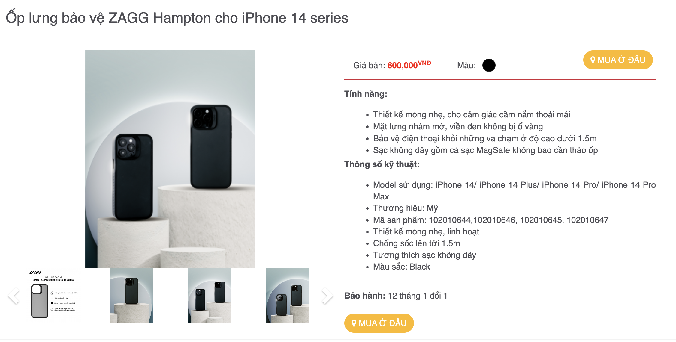 Mô tả Ốp lưng bảo vệ chống sốc lên tới 1.5 ZAGG Hampton Magsafe bảo hành 1 năm 1 đổi 1 - 2