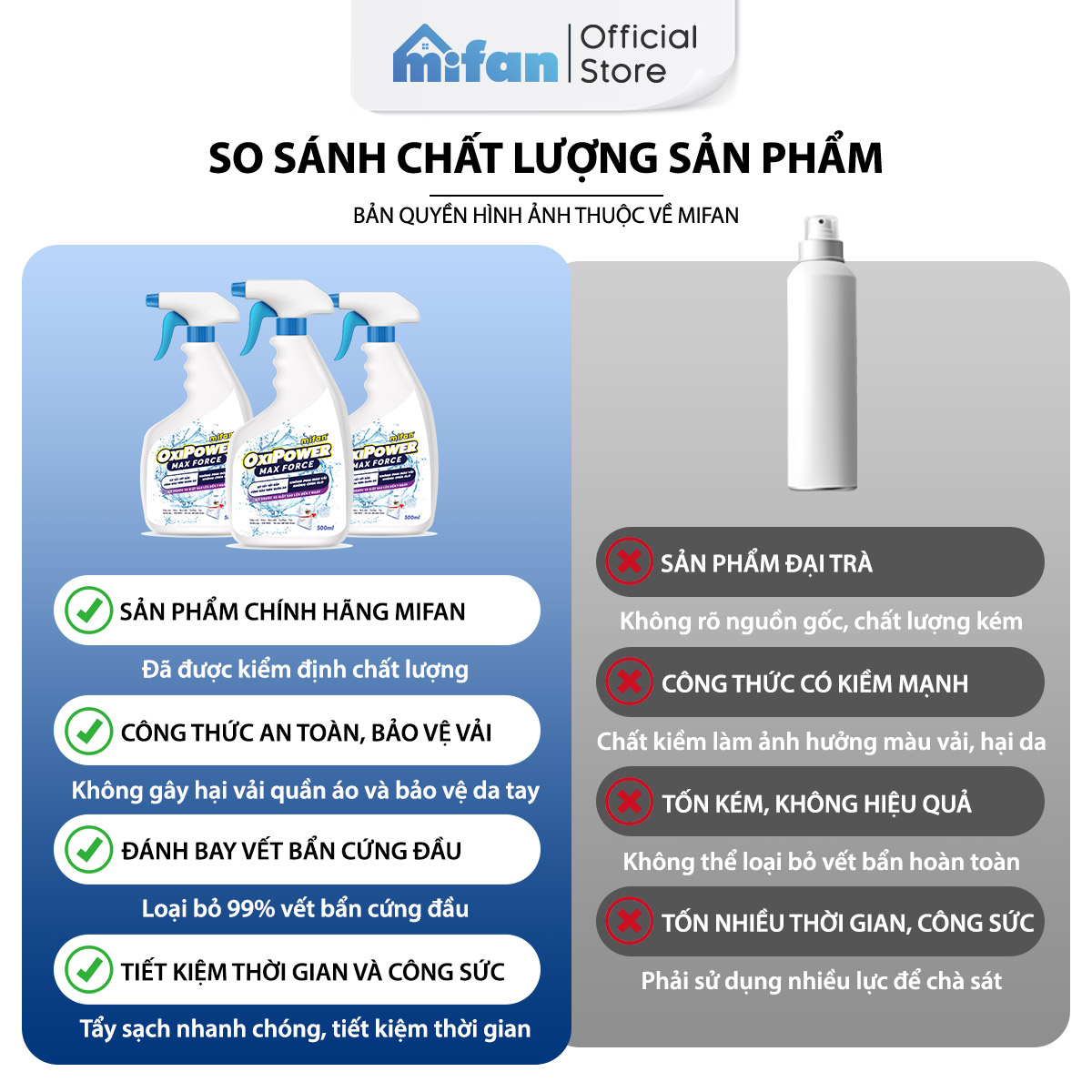 Công dụng Xịt Tẩy Vết Bẩn Mifan