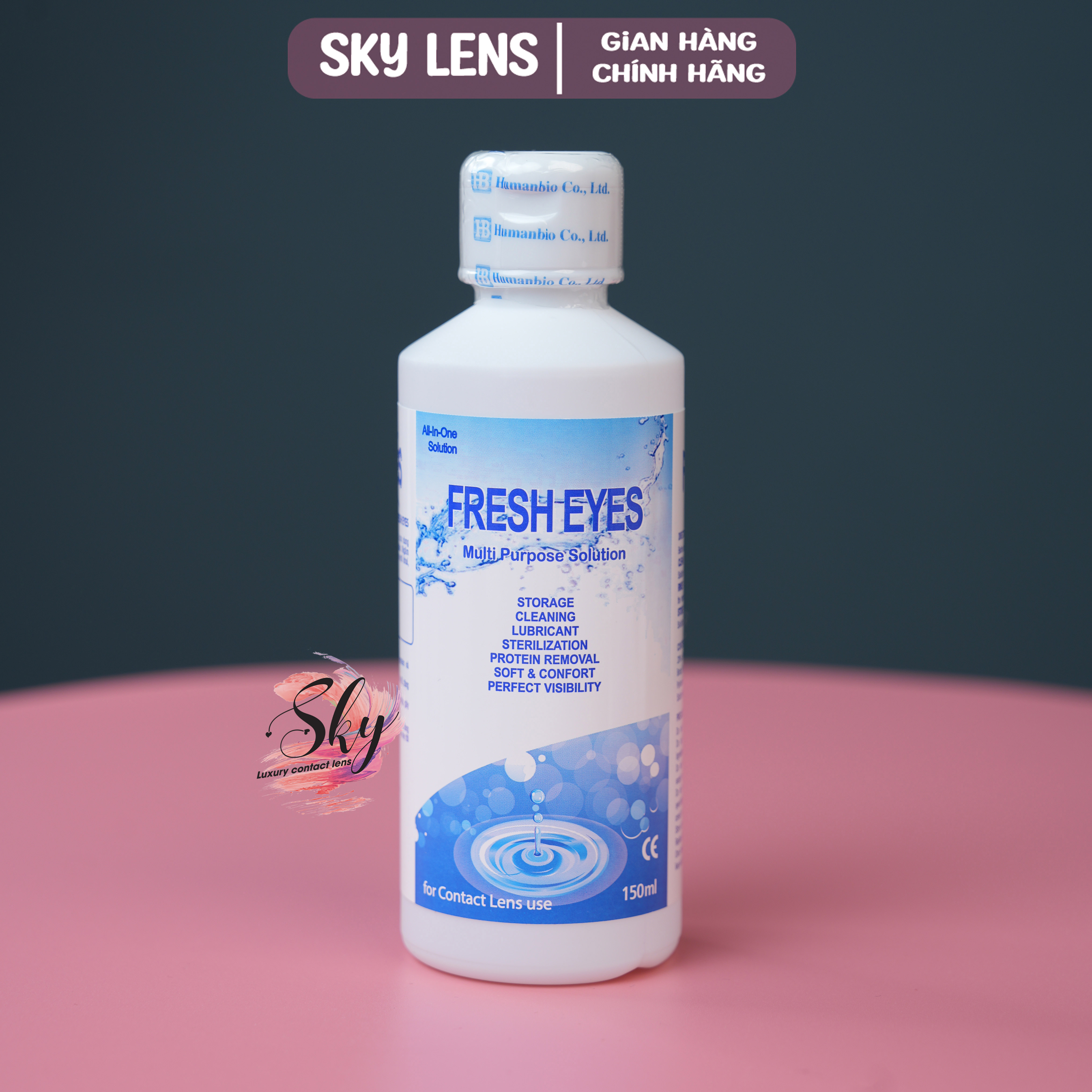 Mô tả Nước ngâm, rửa lens chuyên dụng Sky Contact lens mdel Fresh eyes 150ml | Video-Ảnh Thật của sản phẩm - 2