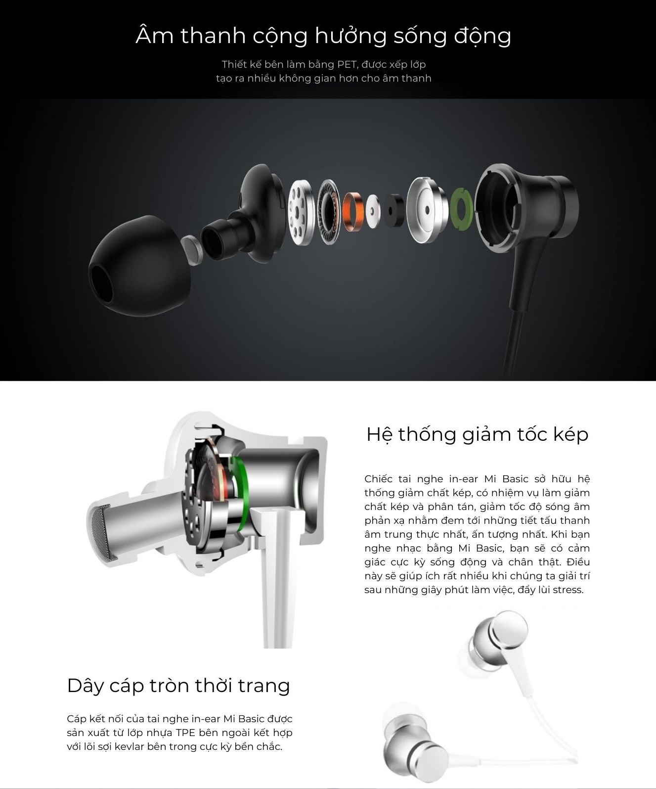Mô tả Tai Nghe Xiaomi Mi In-Ear Headphones Basic | Nghe nhạc, Chơi Game, Gọi điện, Thu âm | Hàng Chính Hãng - 2