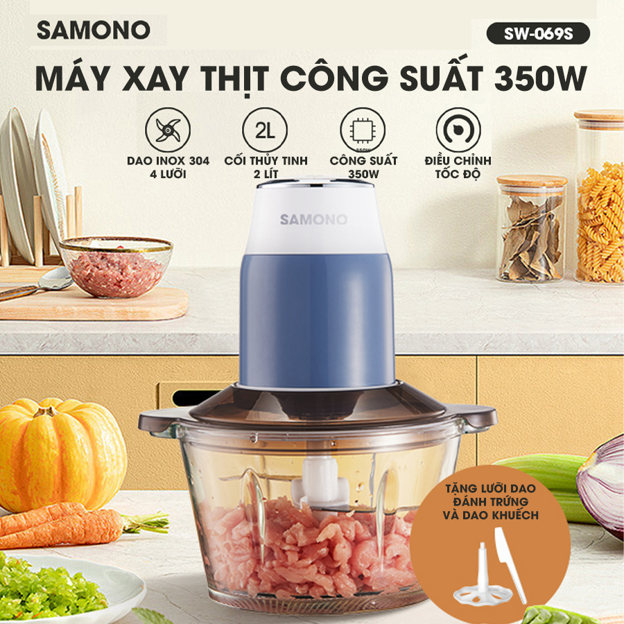 Mô tả Máy xay thịt Samono đa năng 2L công suất 350W, cối thủy tinh, 4 lưỡi dao xay thép không gỉ SW-C300/SW-069S - 10