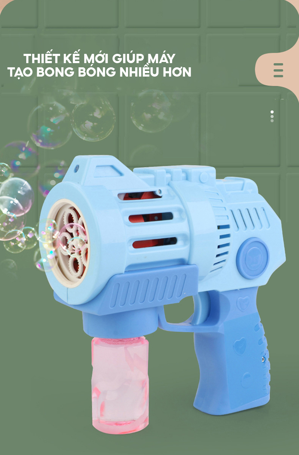 Mô tả Đồ chơi tạo bong bóng và phun nước Pikaboo chất liệu cao cấp an toàn ra nhiều bong bóng đẹp mắt - 4
