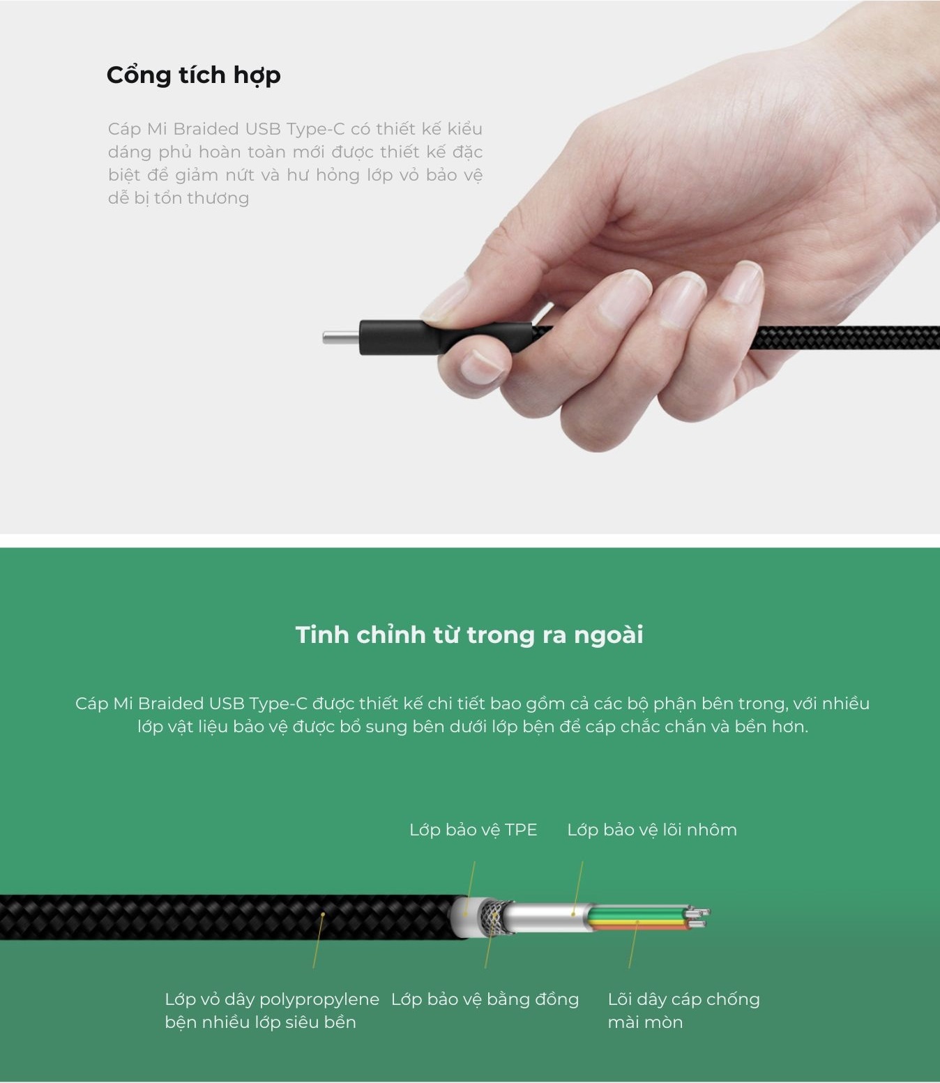 Mô tả Cáp Sạc Xiaomi Mi Braided USB Type-C Cable 100cm (Black/Red) - 2