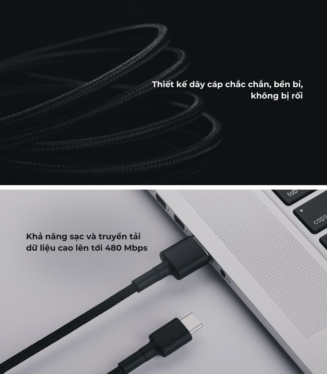 Mô tả Cáp Sạc Xiaomi Mi Braided USB Type-C Cable 100cm (Black/Red) - 3