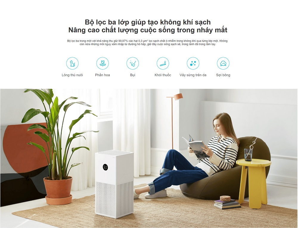 Mô tả Máy Lọc Không Khí Xiaomi Smart Air Purifier 4 Lite EU | Lọc Bụi, Phấn Hoa  | Khử Mùi  | Điều Khiển Qua App | BH 12 Tháng - 6