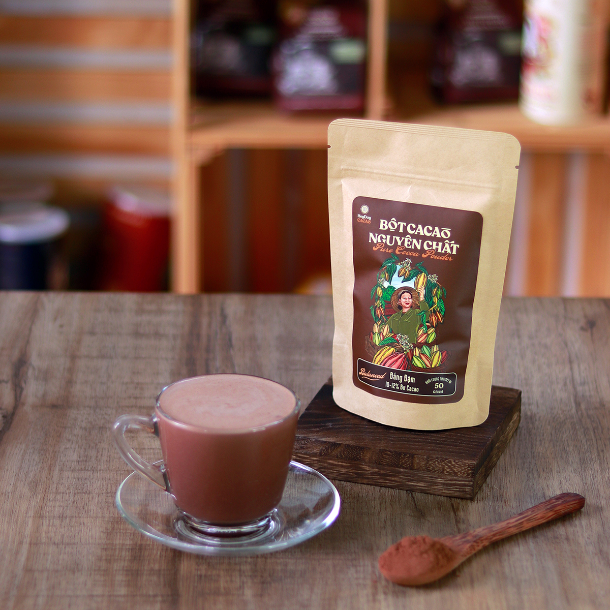 Mô tả Túi 50g Bột cacao nguyên chất Việt Nam 100% Heyday - Dòng Balanced phổ thông - Mẫu 2024 - 1