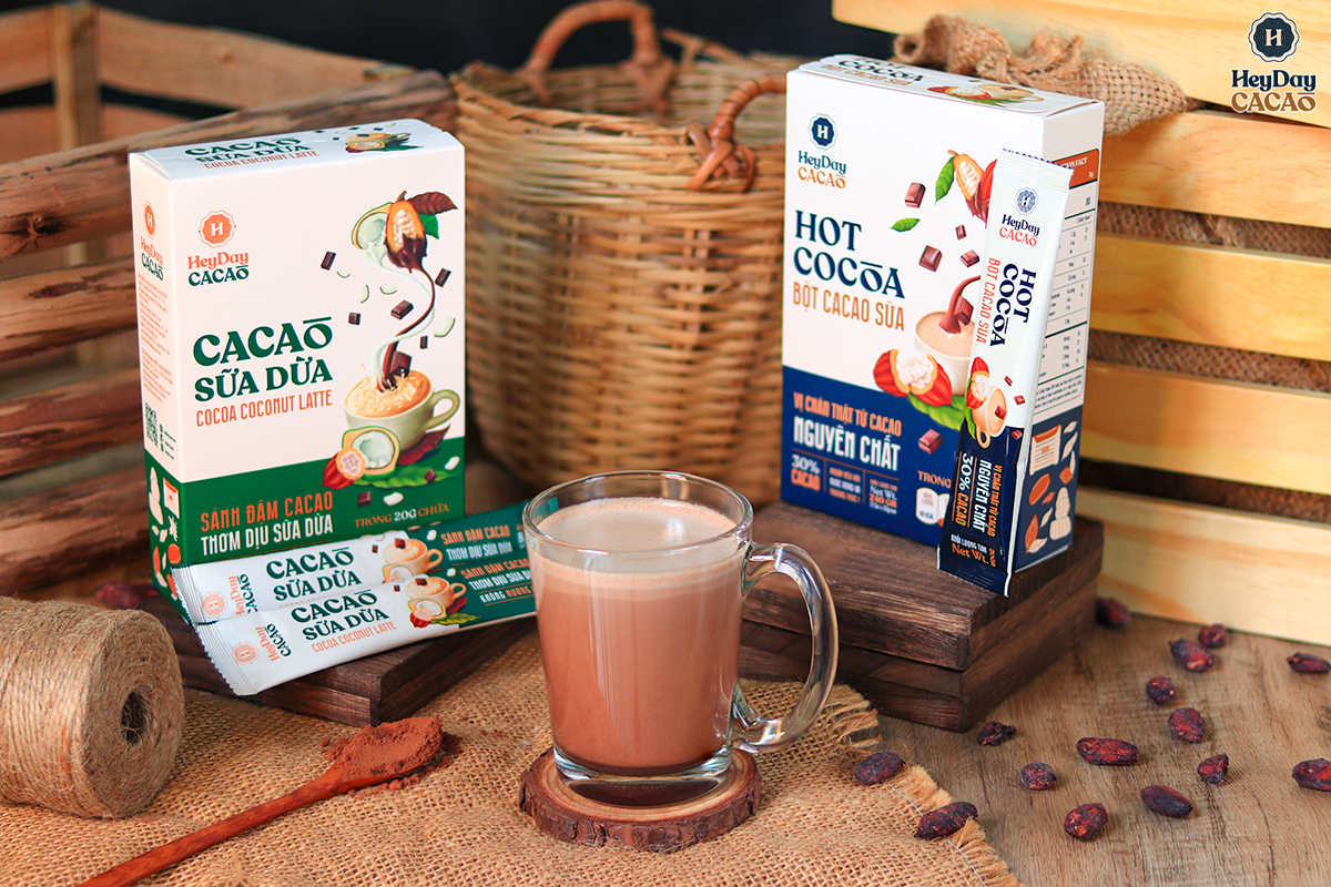 Mô tả Bột Cacao Sữa Gói Tiện Lợi 20g - Vị truyền thống, Vị sữa dừa - Đậm vị từ cacao nguyên chất - Heyday - 1