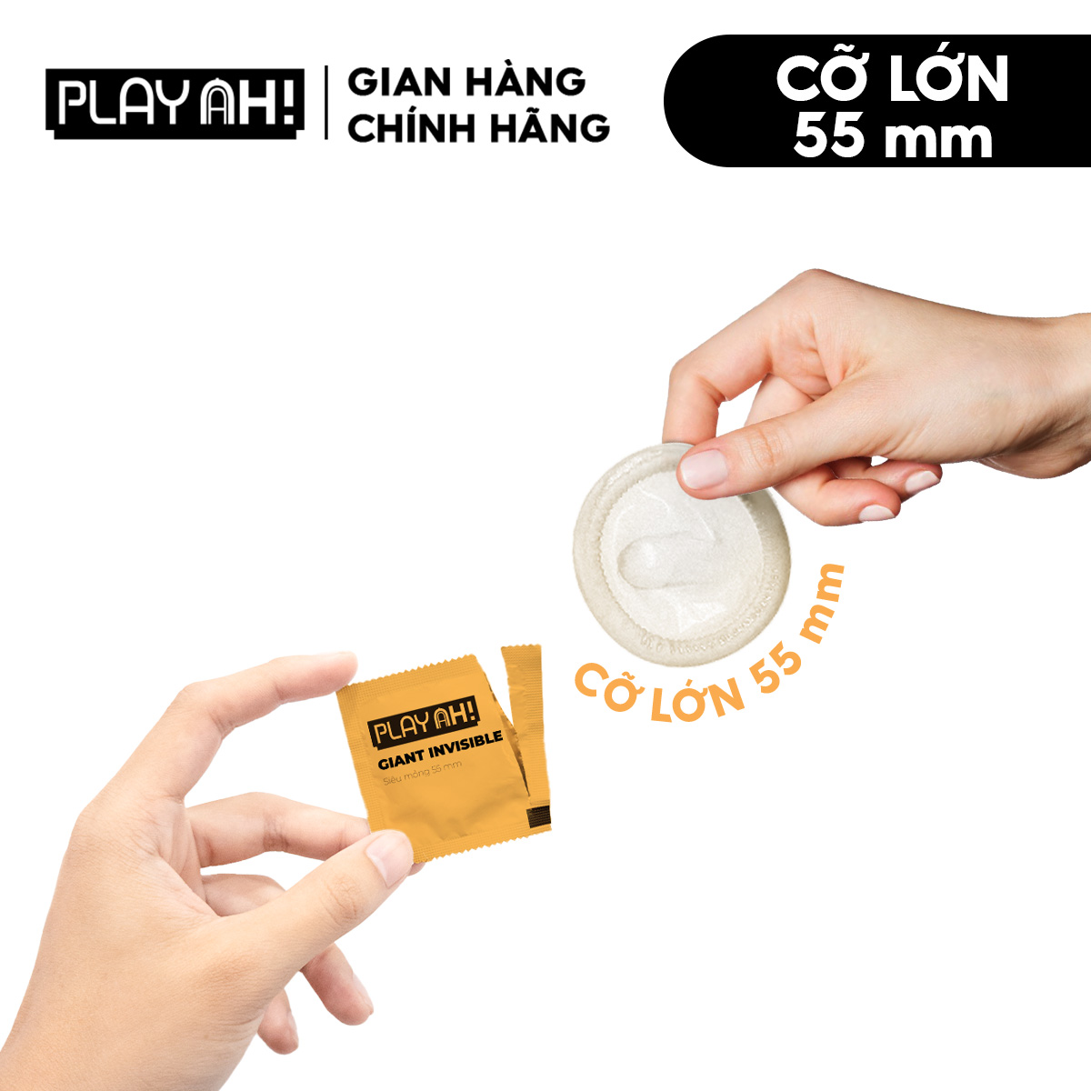 Mô tả Bao cao su size to PlayAh! Siêu Mỏng 55mm Giant Invisible 24K.Right - Hộp 3/10 Cái - 1