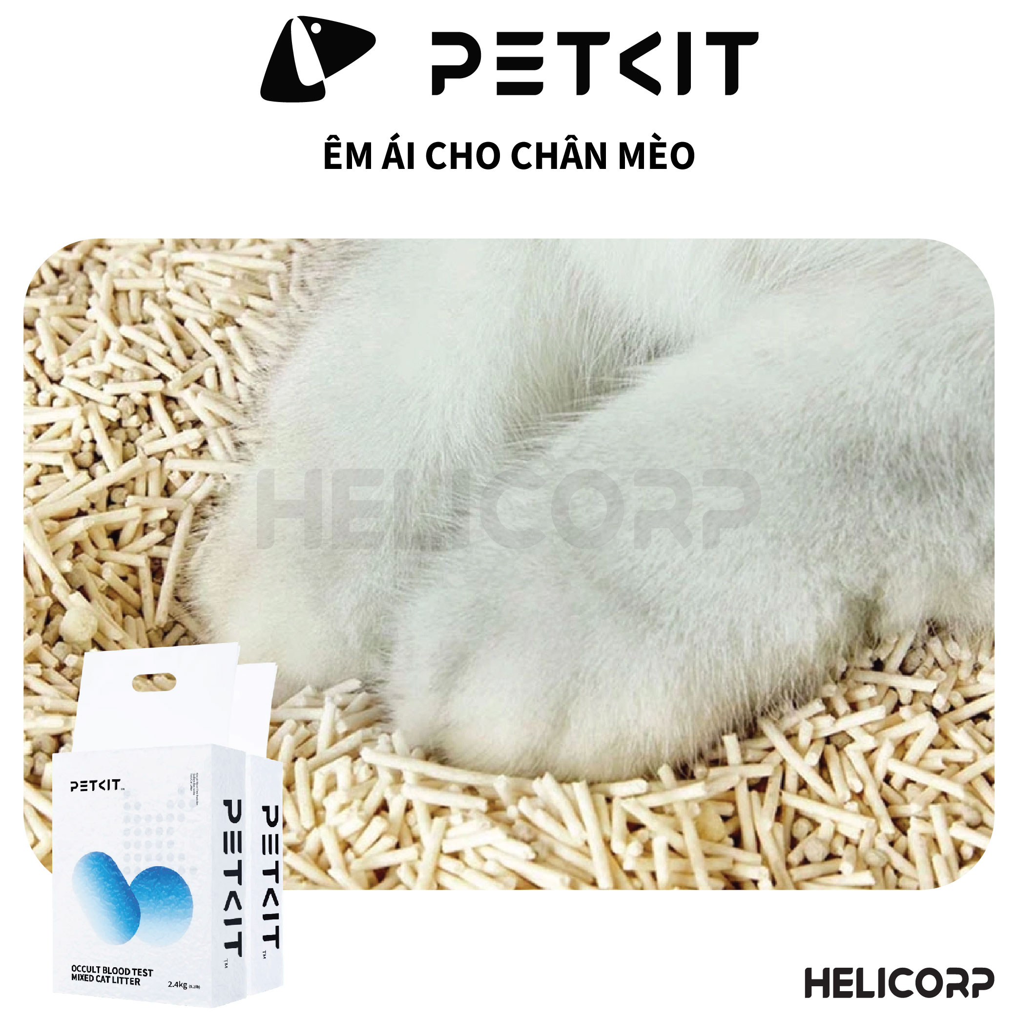 Mô tả Cát mèo cao cấp hỗn hợp đất sét và đậu nành xét nghiệm nước tiểu mèo PETKIT - HELICORP - 2