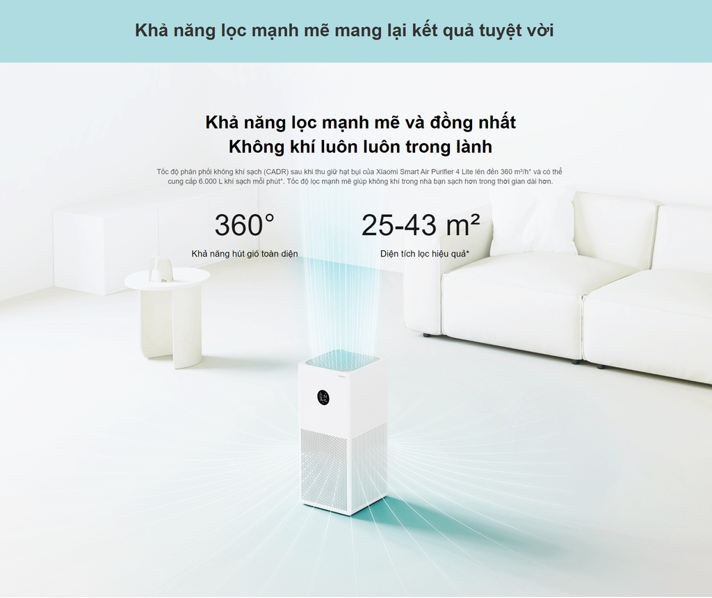 Mô tả Máy Lọc Không Khí Xiaomi Smart Air Purifier 4 Lite EU | Lọc Bụi, Phấn Hoa  | Khử Mùi  | Điều Khiển Qua App | BH 12 Tháng - 9