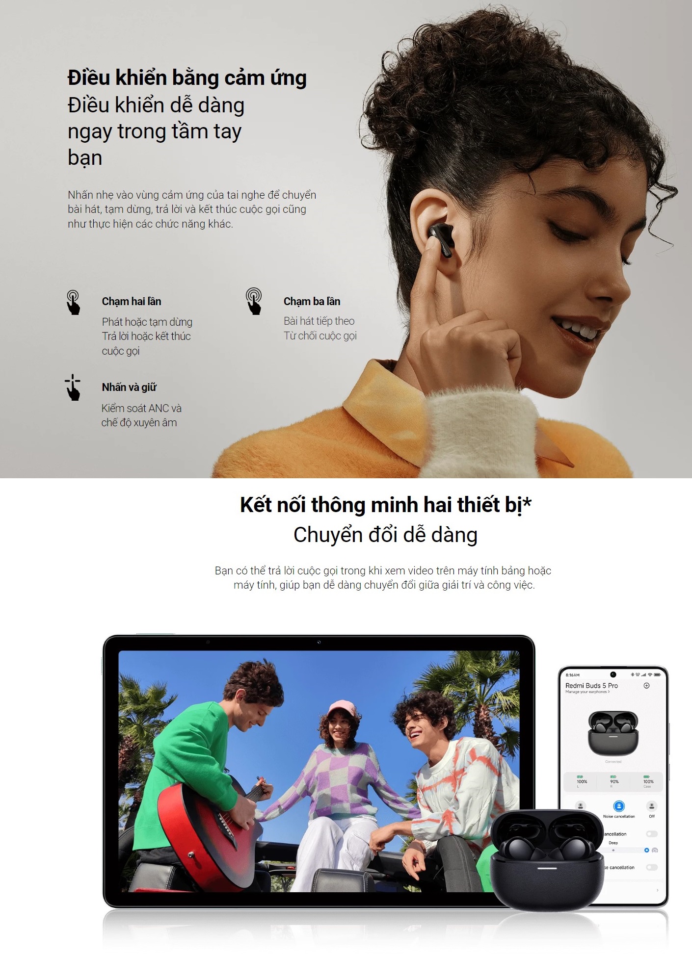 Mô tả Tai Nghe Bluetooth Xiaomi Redmi Buds 5 Pro | Chất Âm HIFI Cao Cấp | Khử Tiếng Ồn | Pin 38h | Bảo Hành 12 Tháng - 10