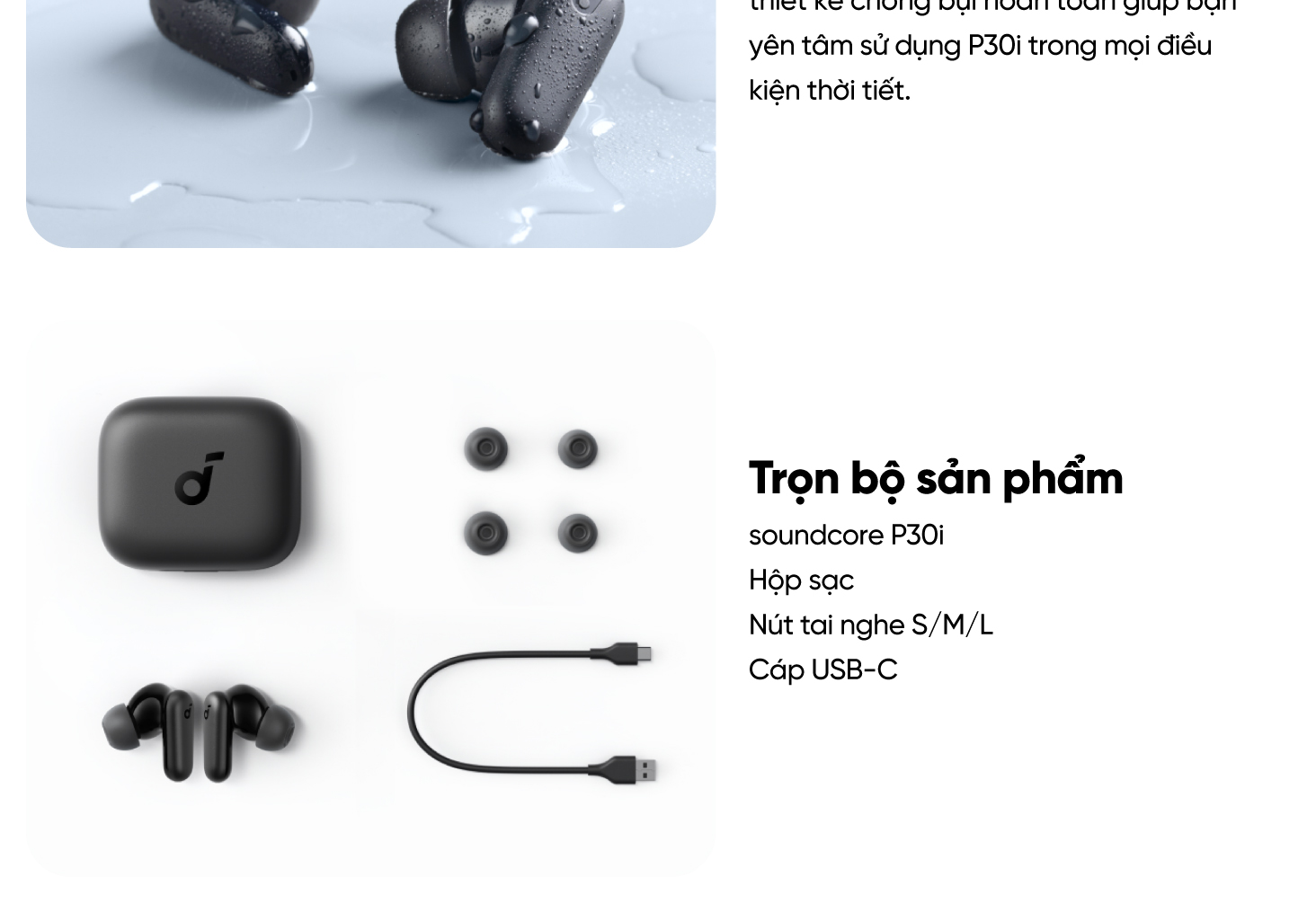 Mô tả Tai nghe bluetooth soundcore R50iNC (P30i) chống ồn ANC | Chống nước và bụi IP54 | 40 giờ phát nhạc - 5