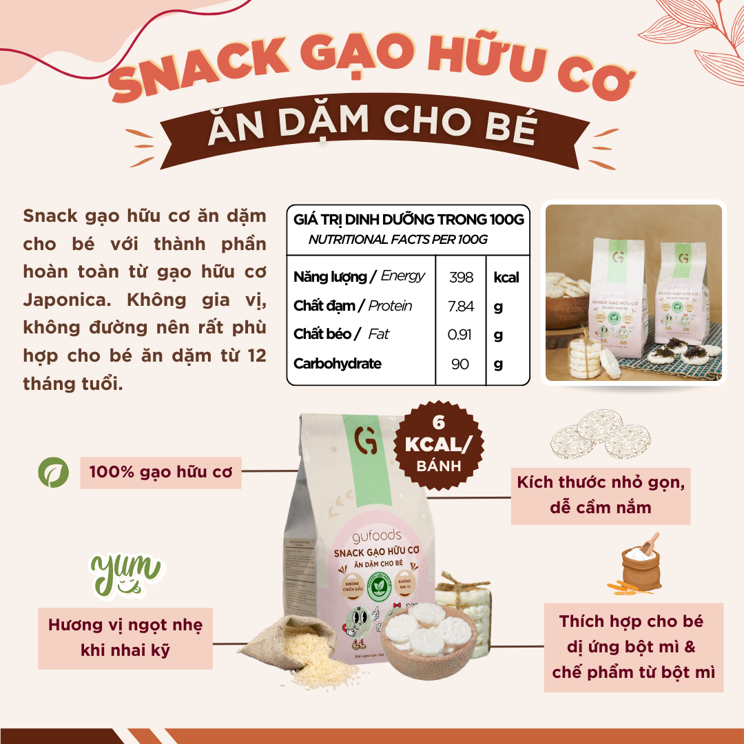Mô tả Snack ăn kiêng gạo lứt ngũ cốc nguyên hạt GUfoods - Thanh đạm, Tiện lợi, Phù hợp Eat clean (80g/100g/200g) - 3