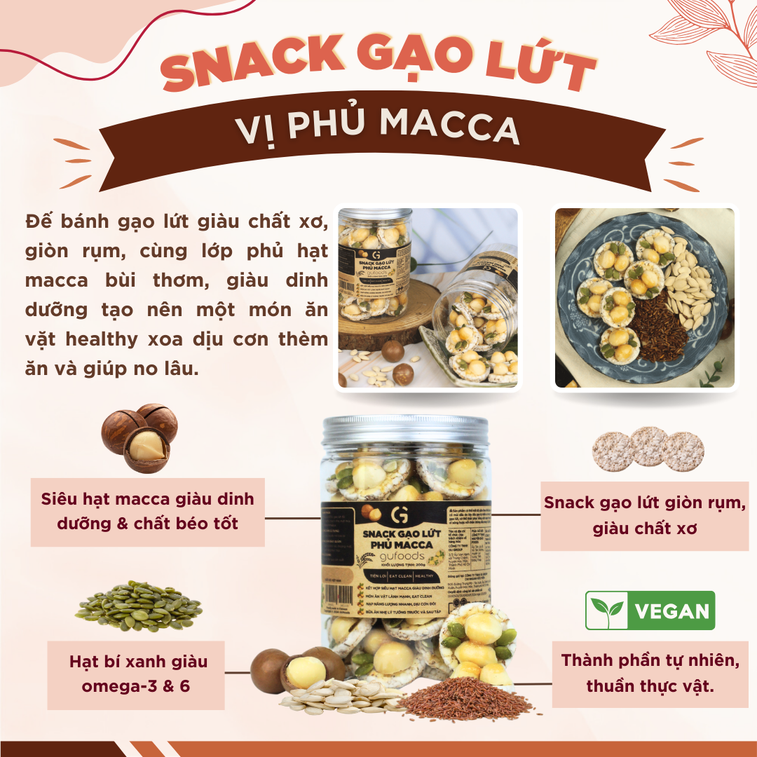 Mô tả Snack gạo lứt ngũ cốc nguyên hạt GUfoods (80g) - Không đường, Không chiên dầu, Thanh đạm, Lành mạnh, Eat clean, Healthy - 11