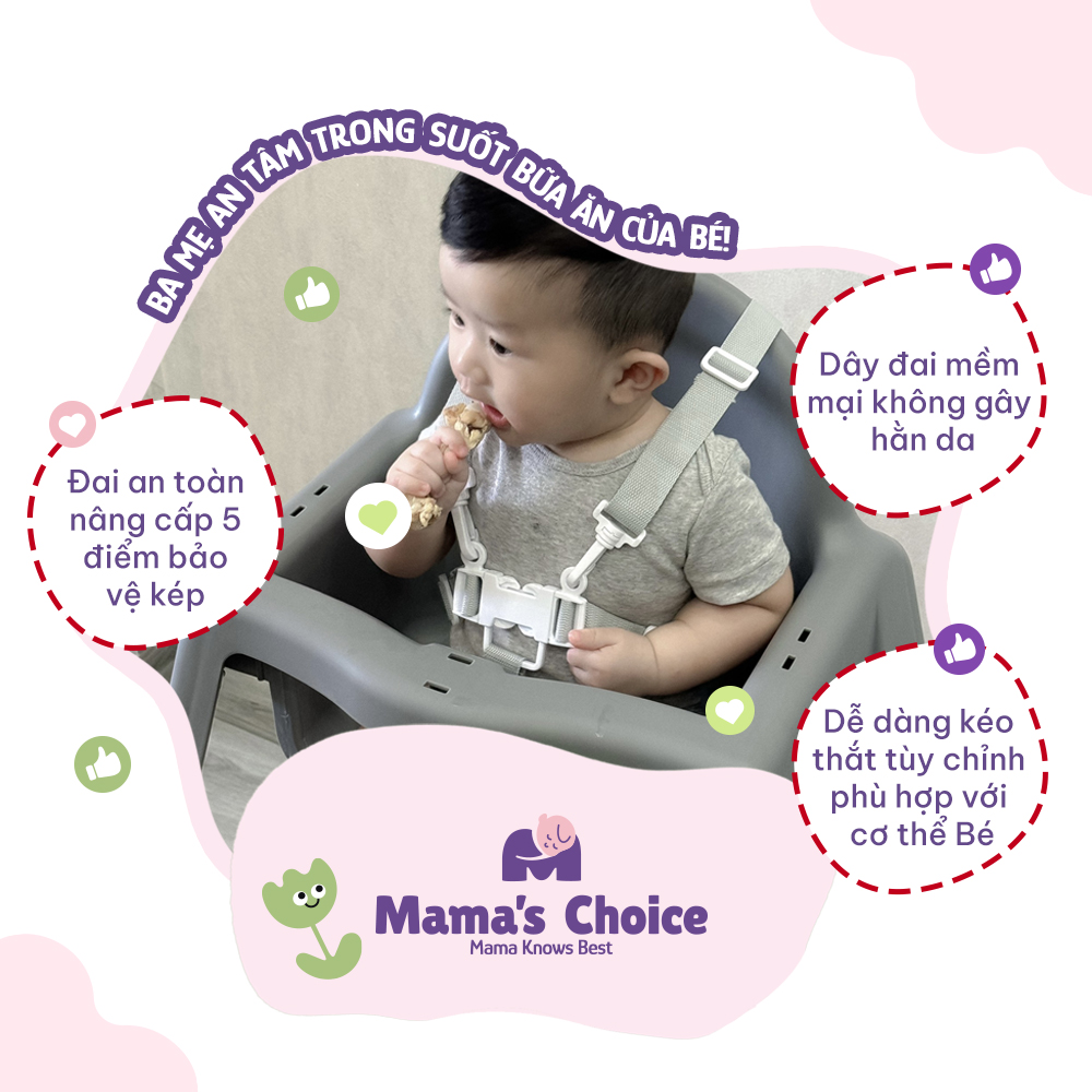 Mô tả Ghế Ăn Dặm Mama's Choice, Ghế Cho Bé Tập Ăn Dặm, Kiểu Dáng Chắc Chắn Dễ Tháo Lắp và Vệ Sinh - 6