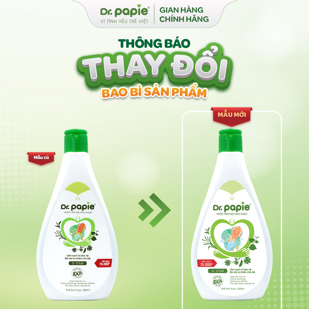 Mô tả Nước Tắm Thảo Dược Dr Papie Giúp Giảm Mẩn Ngứa Và Rôm Sảy, Hỗ Trợ Làm Sạch, Mát Da Bé - Chai 500ml - 1