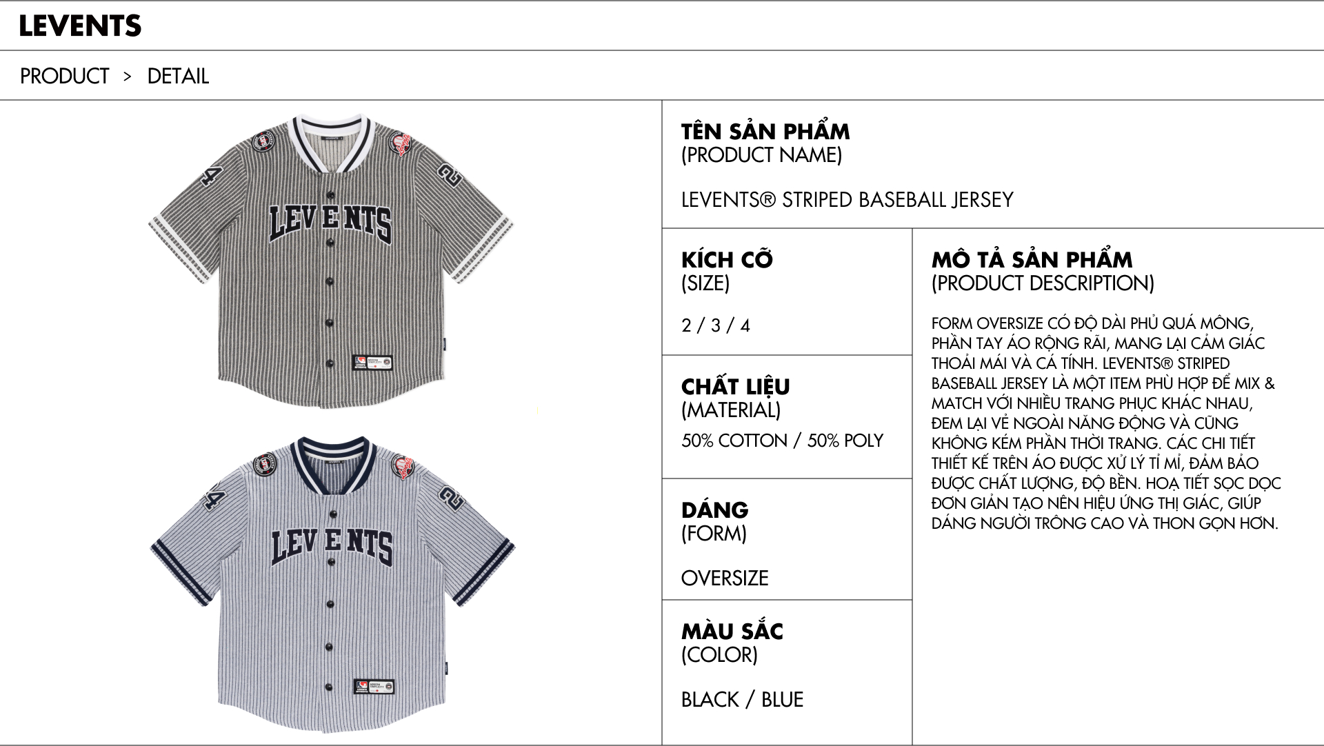 Áo Jersey Levents Striped Baseball Chất Poly pha Cotton Cứng Cáp Unisex ...