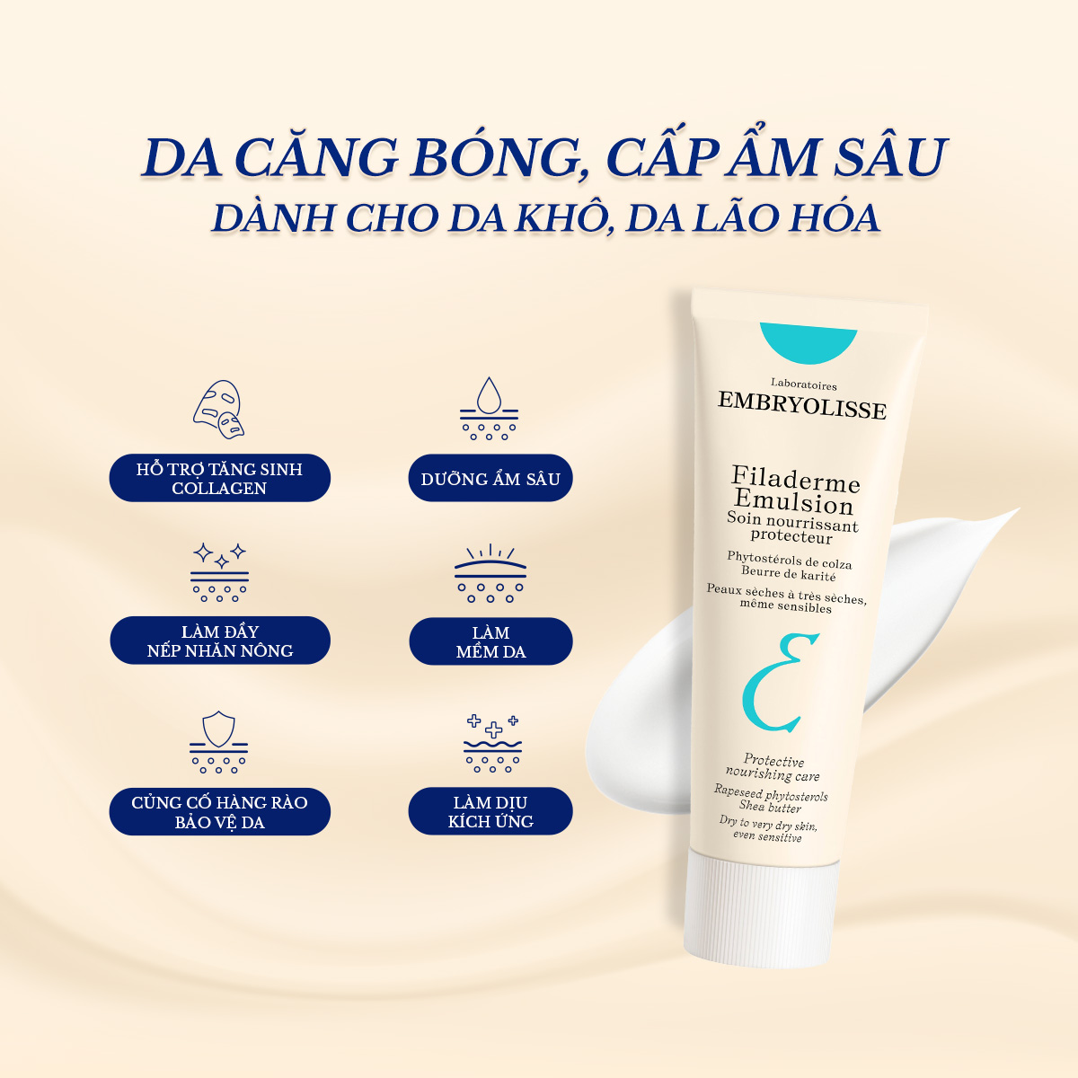 Mô tả Sữa Dưỡng Trẻ Hóa Căng Bóng Da Và Chăm Sóc Da Toàn Diện Embryolisse Filaderme Émulsion 75ml - 3