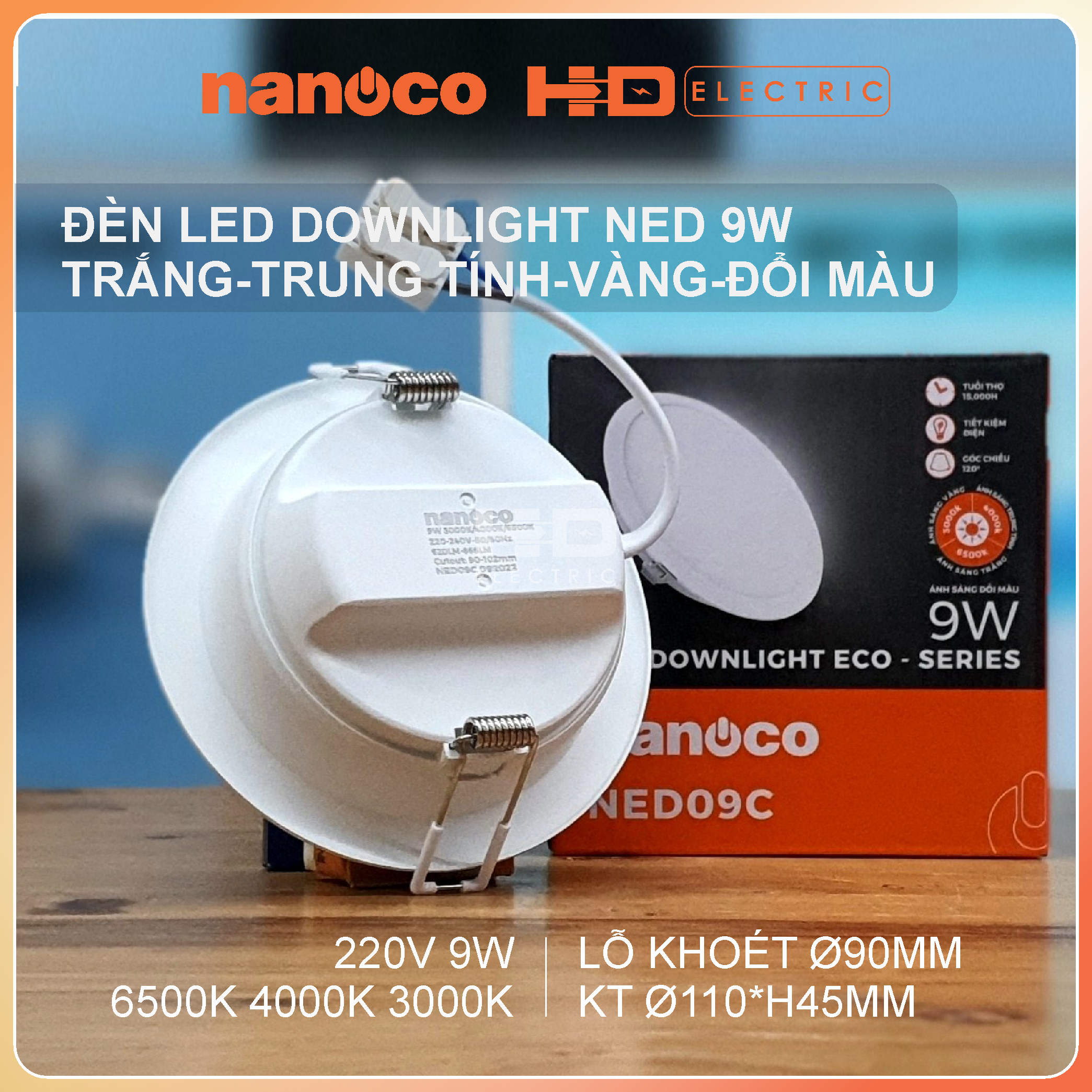 Đèn Led Downlight Âm trần Nanoco NED 7W 9W 12W 15W 18W 24W ánh sáng ...