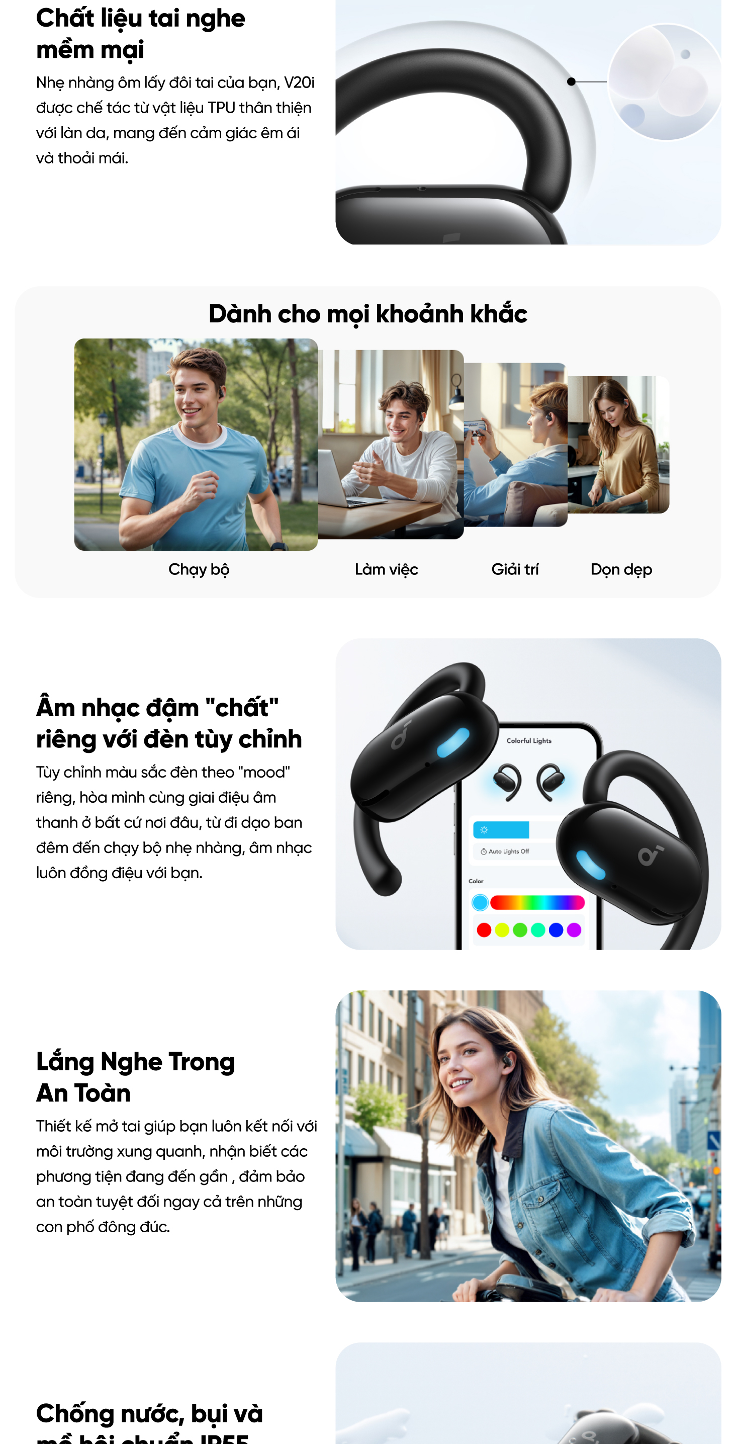 Mô tả Tai nghe bluetooth Open-Ear soundcore V20i thiết kế mở | Siêu gọn nhẹ | Chống nước và bụi IP55 - 2