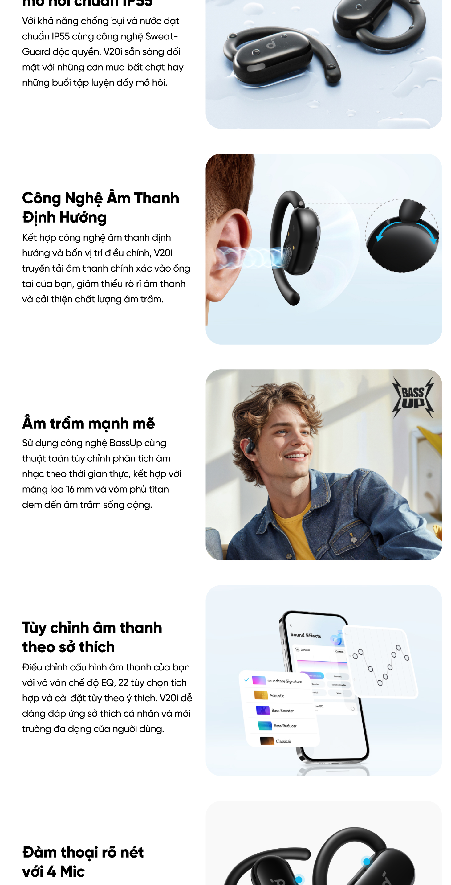 Mô tả Tai nghe bluetooth Open-Ear soundcore V20i thiết kế mở | Siêu gọn nhẹ | Chống nước và bụi IP55 - 3