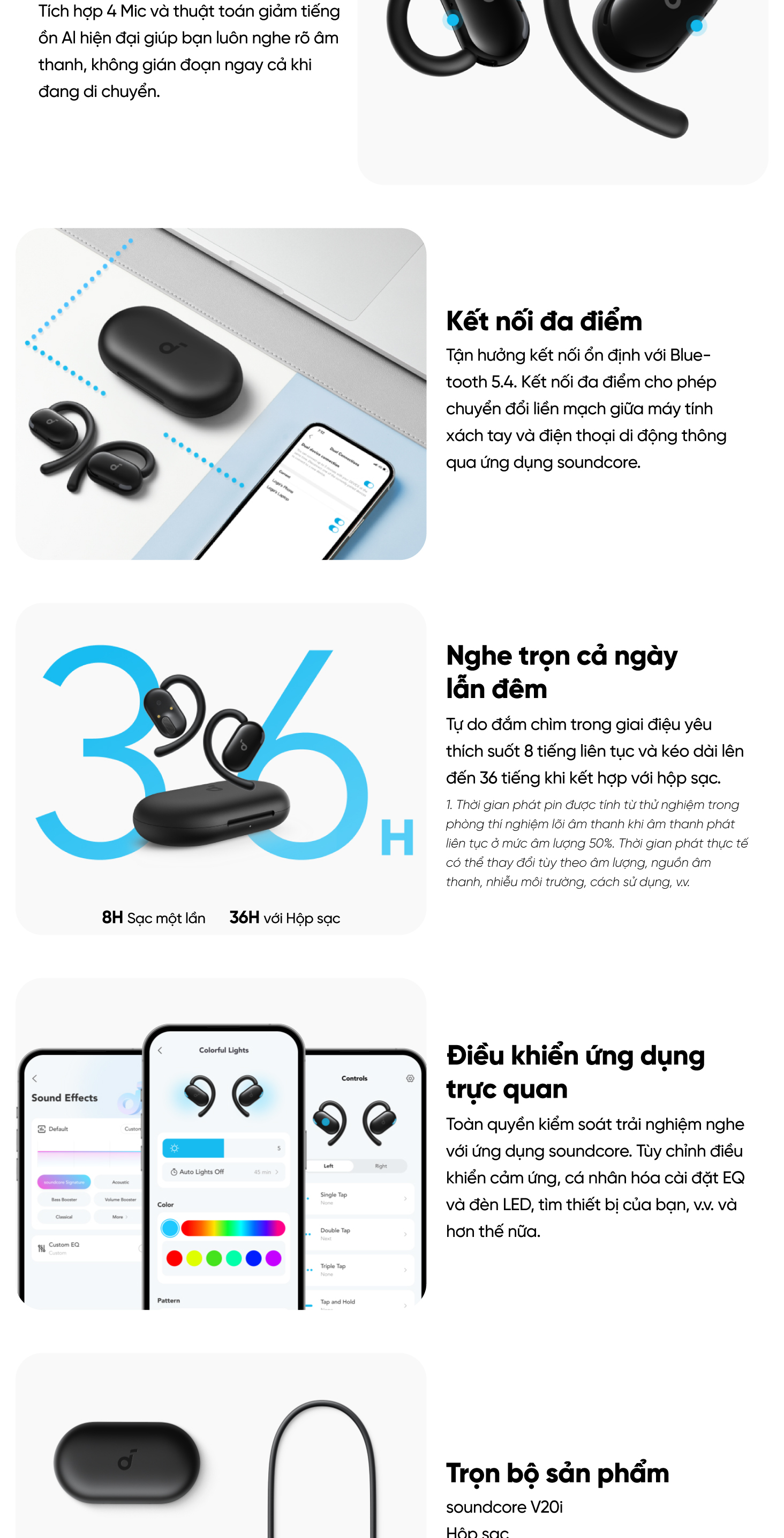 Mô tả Tai nghe bluetooth Open-Ear soundcore V20i thiết kế mở | Siêu gọn nhẹ | Chống nước và bụi IP55 - 4