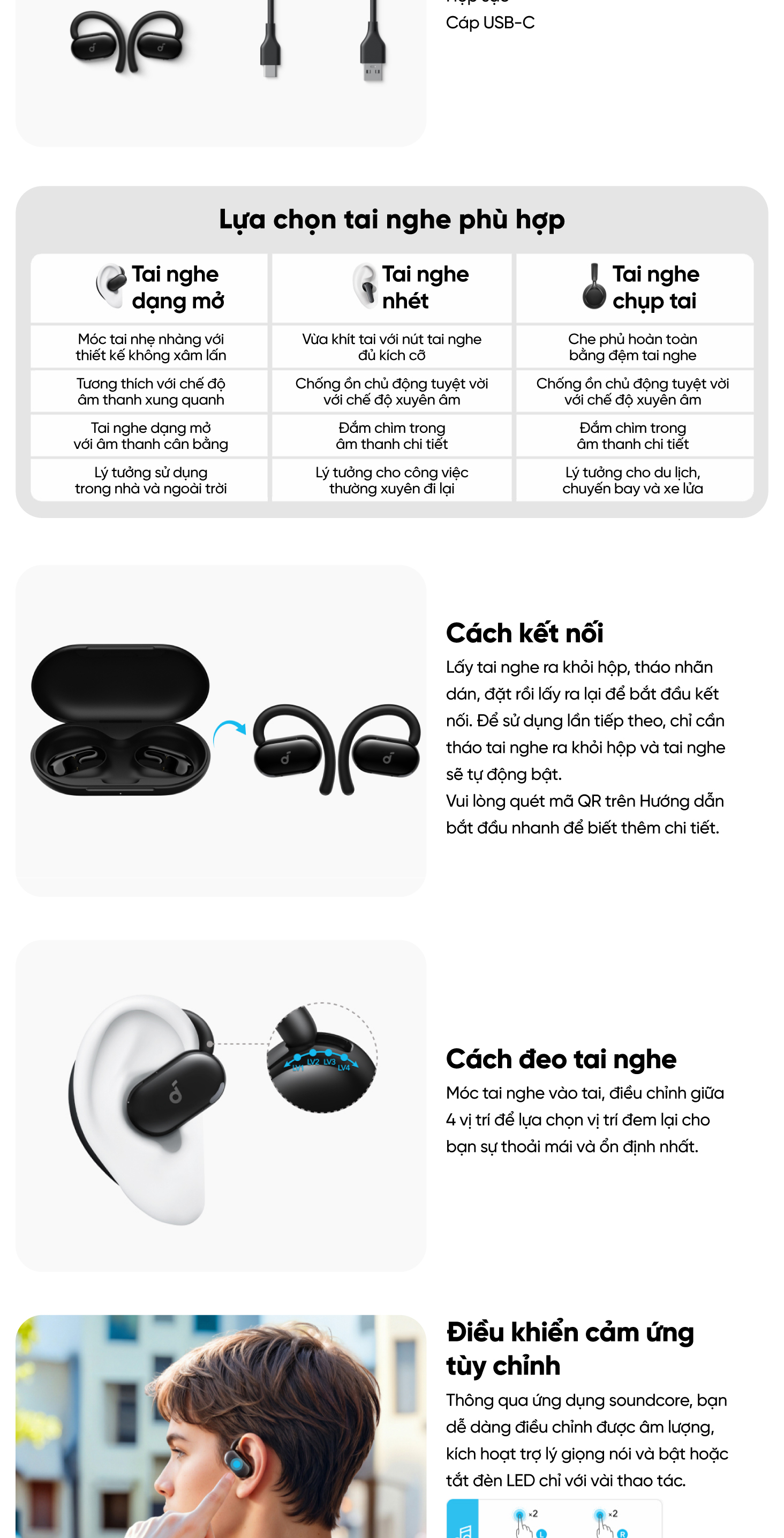 Mô tả Tai nghe bluetooth Open-Ear soundcore V20i thiết kế mở | Siêu gọn nhẹ | Chống nước và bụi IP55 - 5