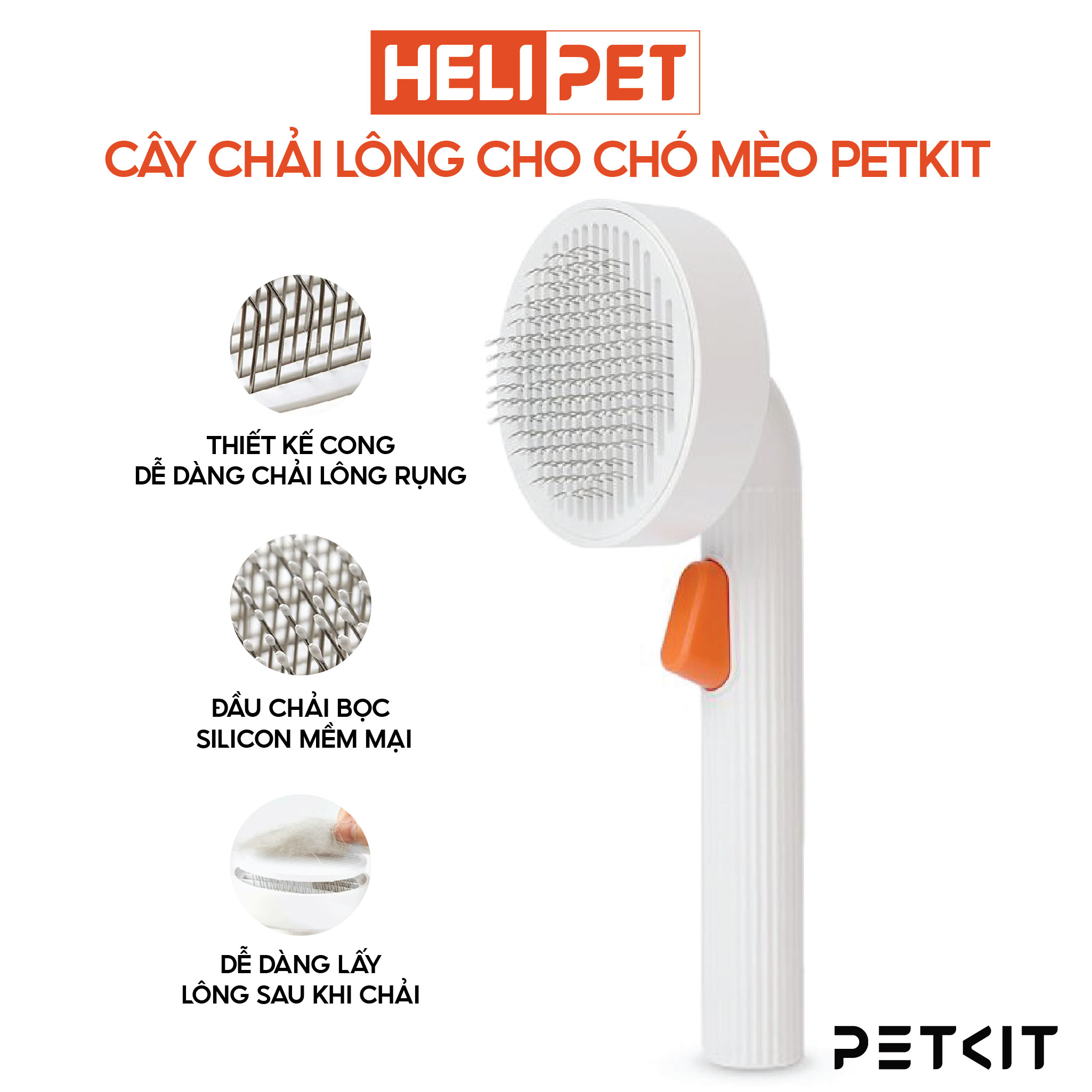 Mô tả Cây Chải Lông Mèo, Lược Chải Lông Chó Mèo PETKIT - HeLiPet - 1