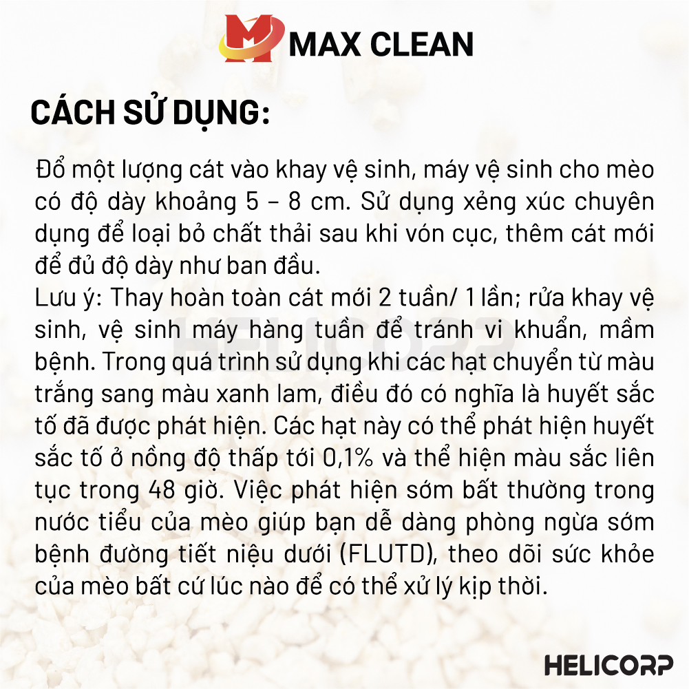 Mô tả Cát Mèo, Cát Vệ Sinh Cho Mèo Đậu Nành Hương Sữa, Tofu Hạt Nhuyễn, Hạt Nhỏ Max Clean 2.5KG - HeLiCorp - 3