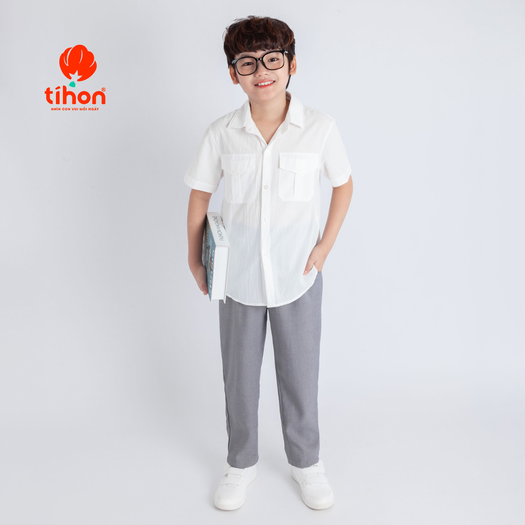 Mô tả Bộ áo sơ mi trắng quần âu bé trai TIHON phong cách lịch lãm thoáng mát QD0750786, ASM0750806 - 10