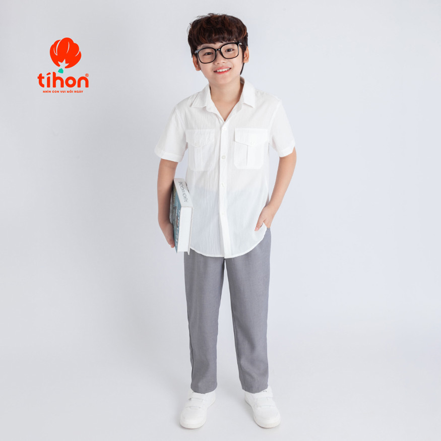Áo sơ mi trắng bé trai TIHON